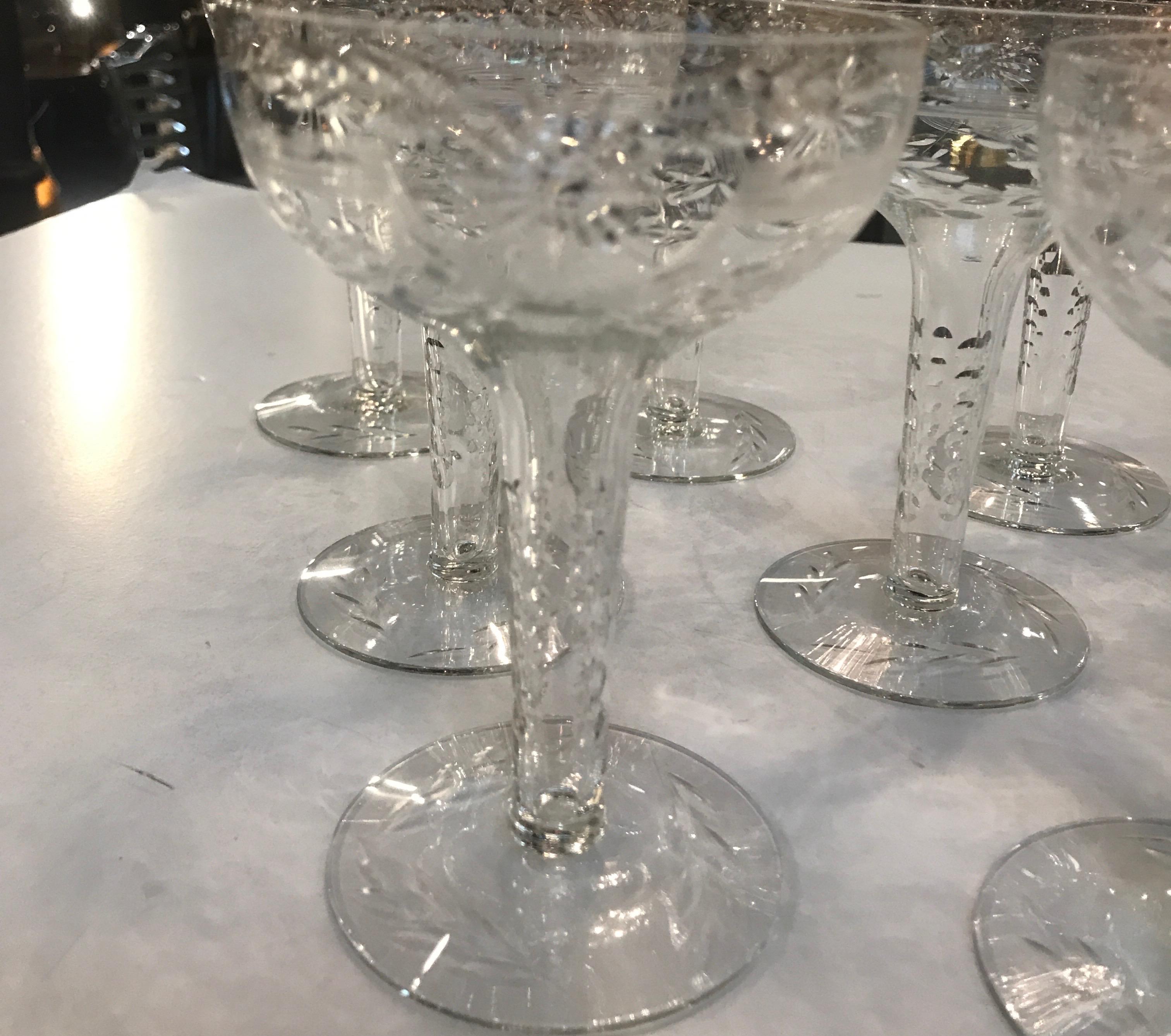 Set of 12 Early 20th Century Champagne Coupes with Hollow Stems In Excellent Condition In Lambertville, NJ