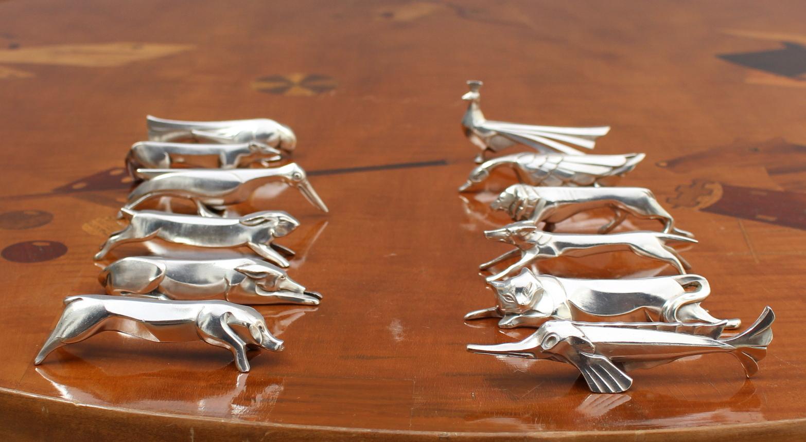 Mid-20th Century Set of 12 Fine French Art Deco Knife Rests by Gallia for Christofle