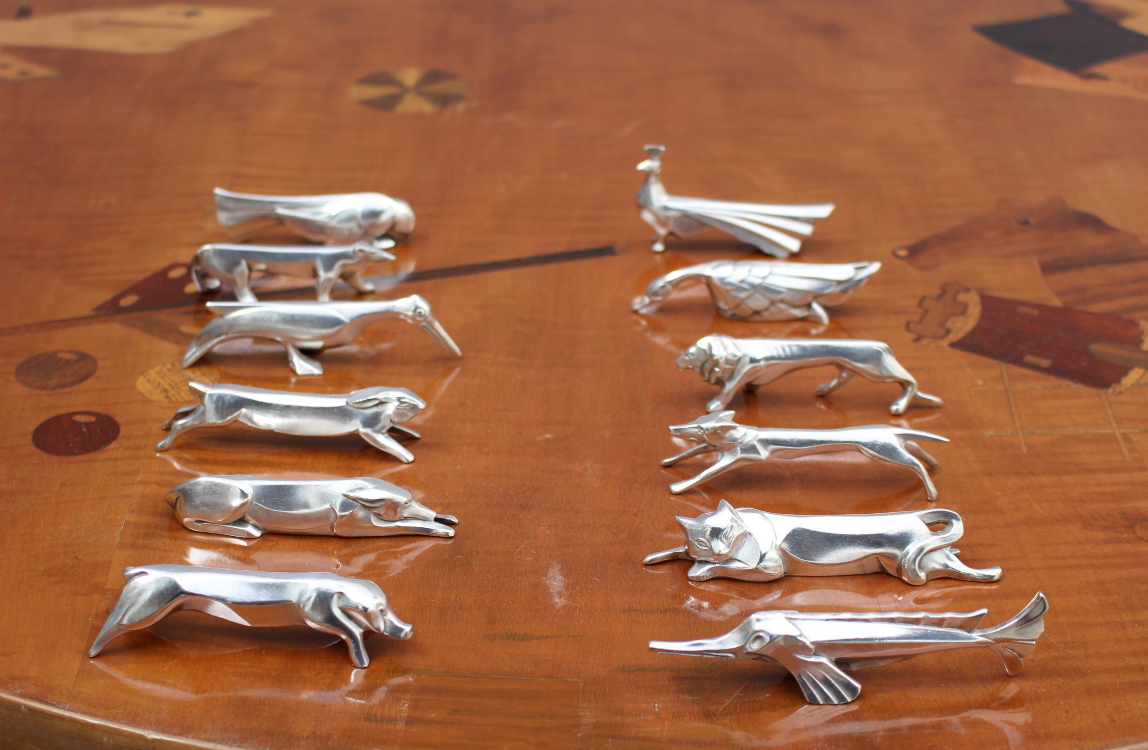 Silver Plate Set of 12 Fine French Art Deco Knife Rests by Gallia for Christofle