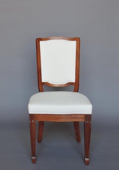 A Set of 12 Fine French Art Deco Mahogany Dining Chairs in the Manner of Arbus