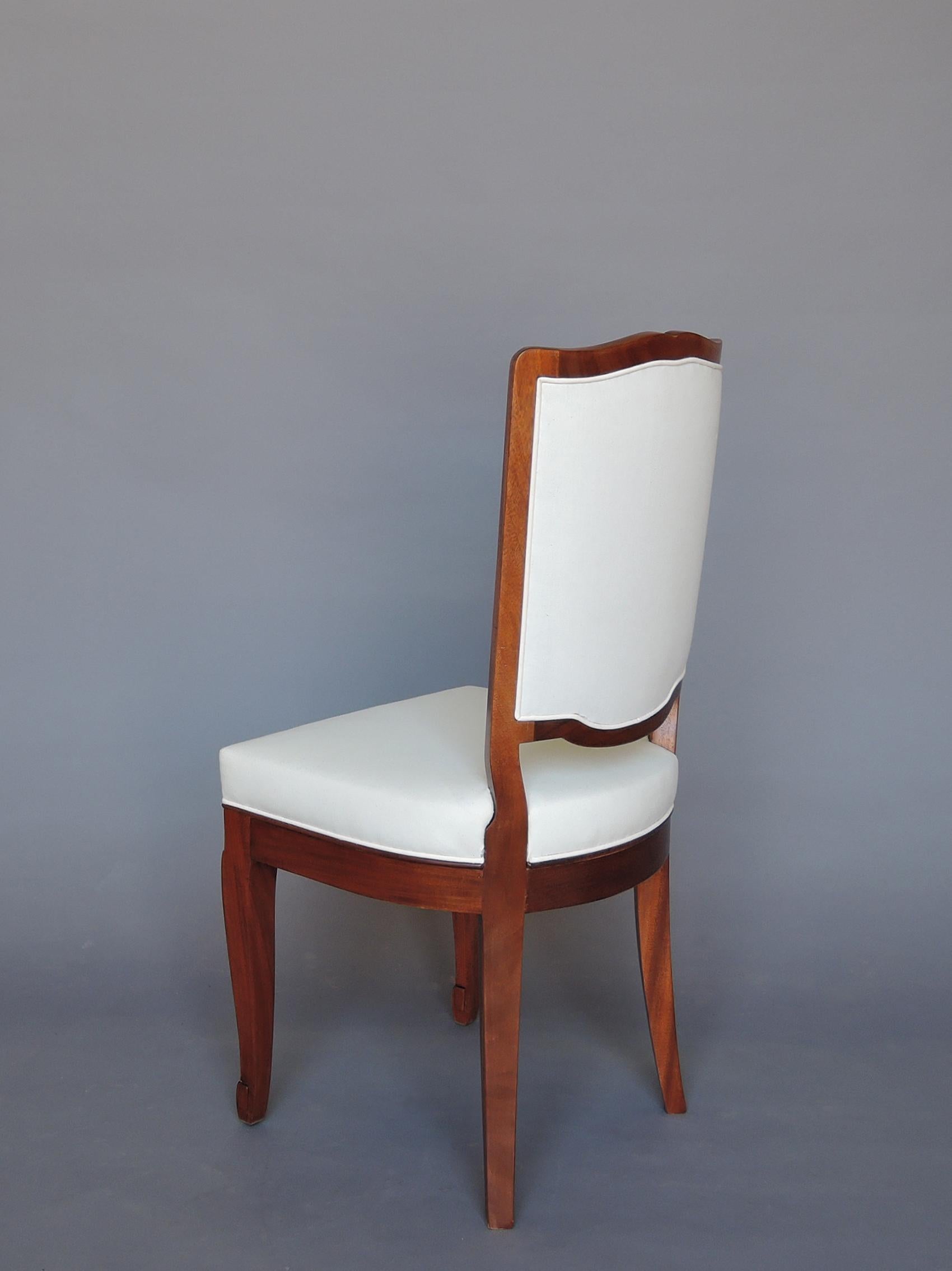 A Set of 12 Fine French Art Deco Mahogany Dining Chairs in the Manner of Arbus 3