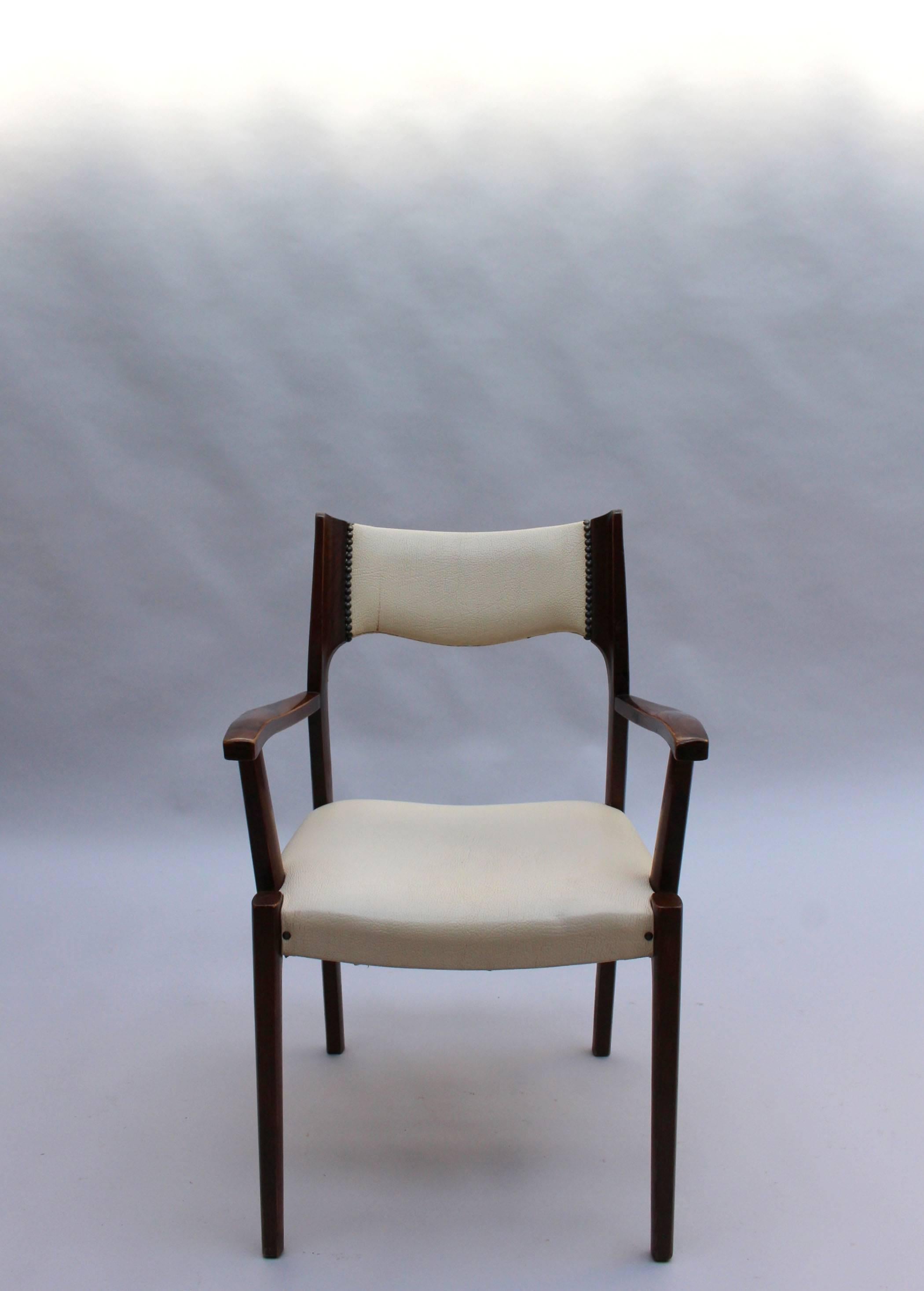 20th Century Set of 12 French Fine 1960's Elm Arm Chairs