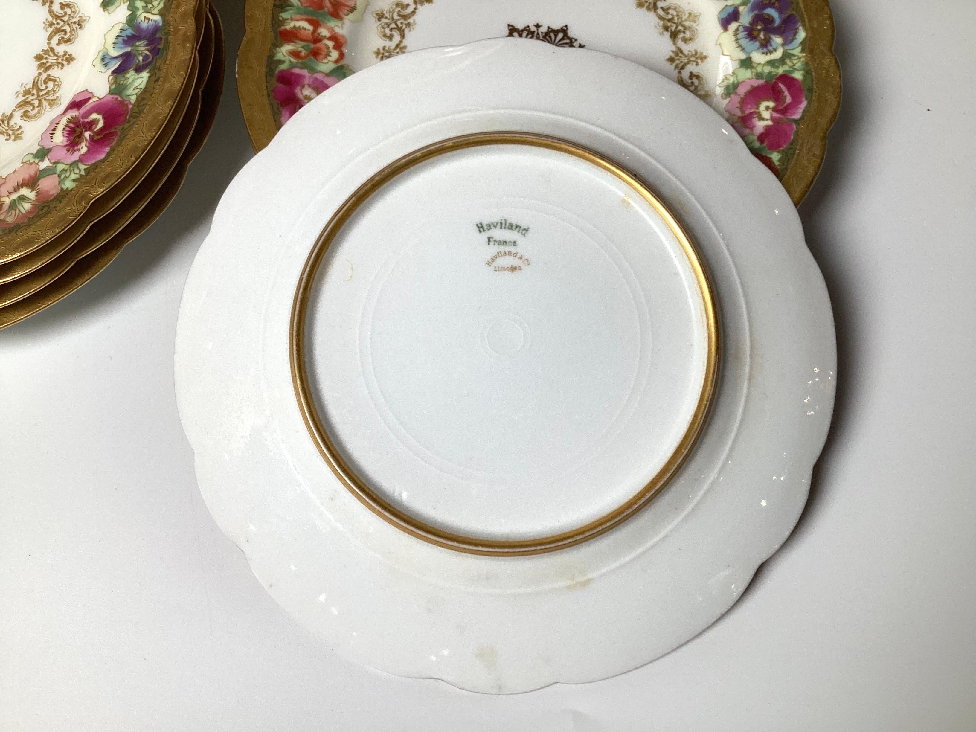 A Set of 12 French Hand Painted Porcelain Luncheon Accent Plates, Circa 1890 For Sale 1