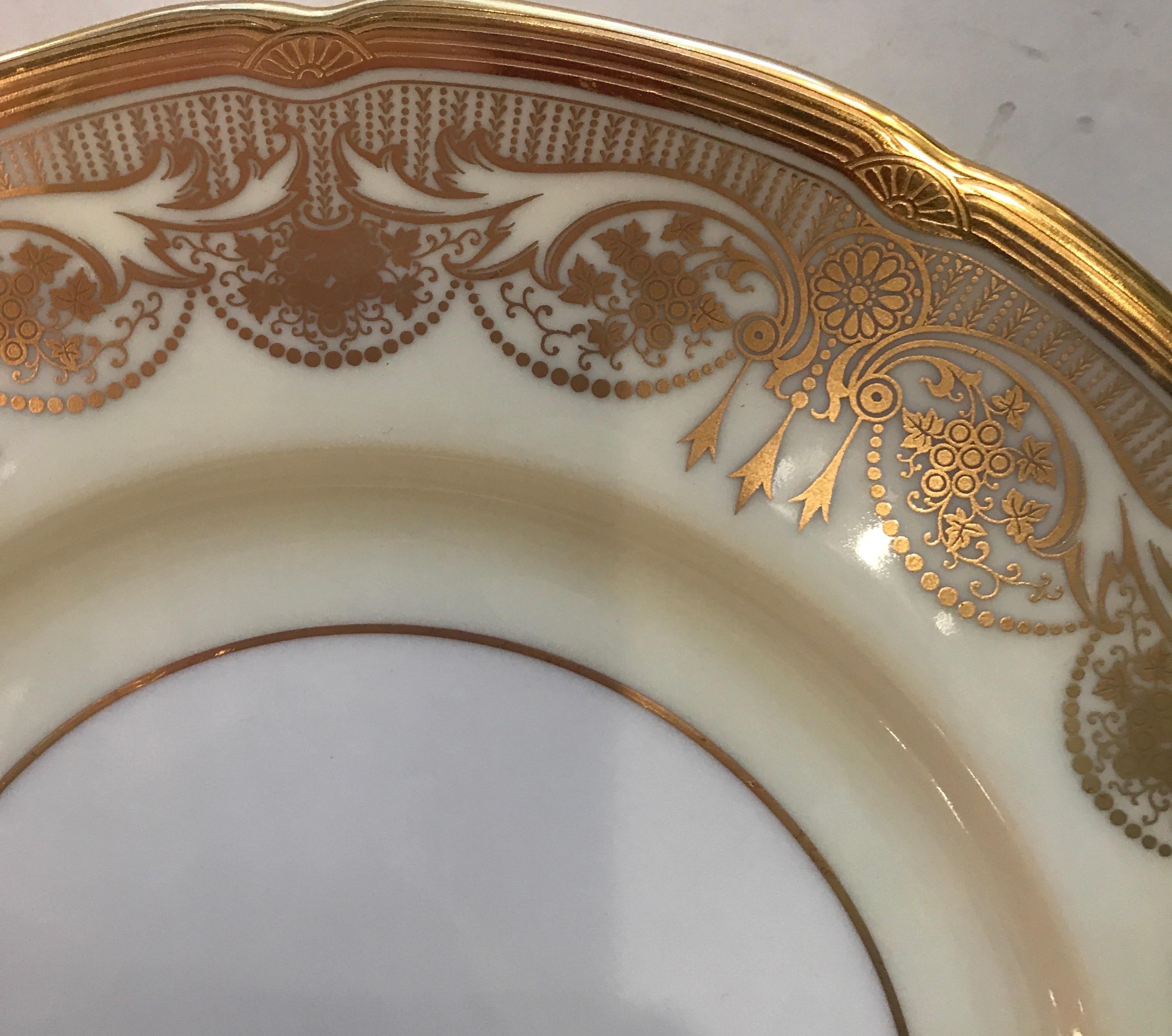 American A Set of 12 Gold Encrusted Service Dinner Plates