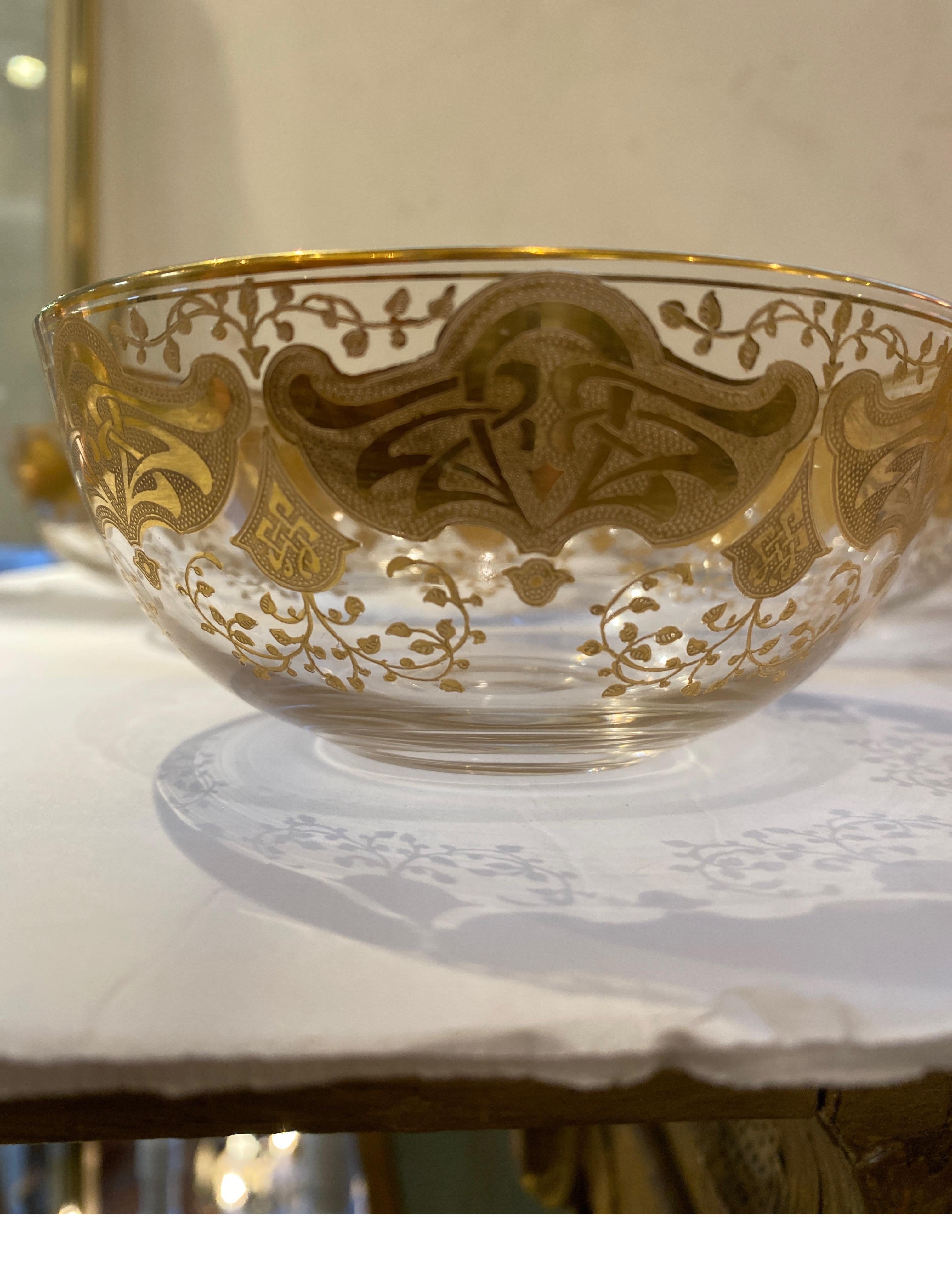 Czech Set of 12 Hand Gilt Decorated Finger Bowls by Moser