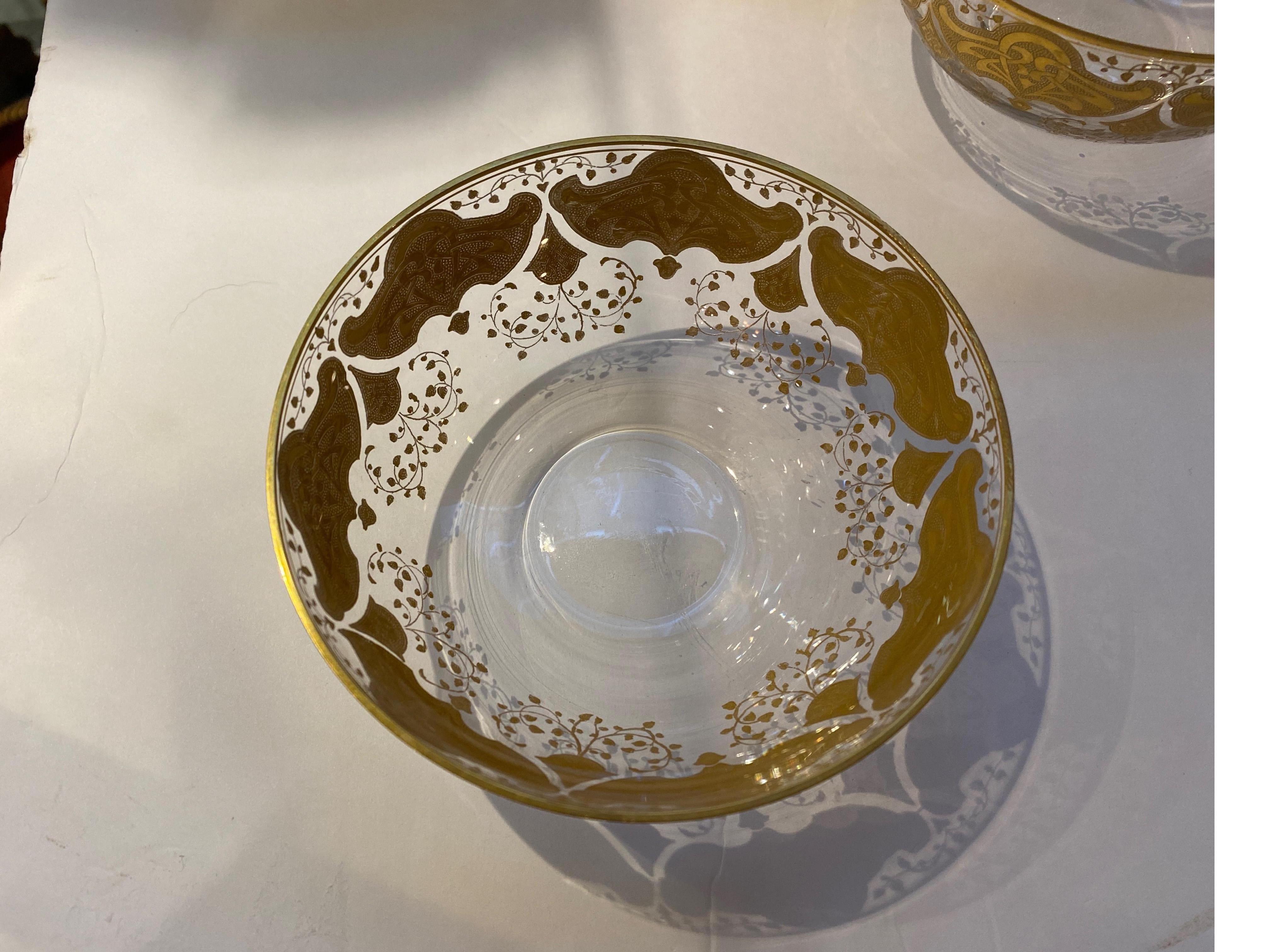 Set of 12 Hand Gilt Decorated Finger Bowls by Moser In Excellent Condition In Lambertville, NJ
