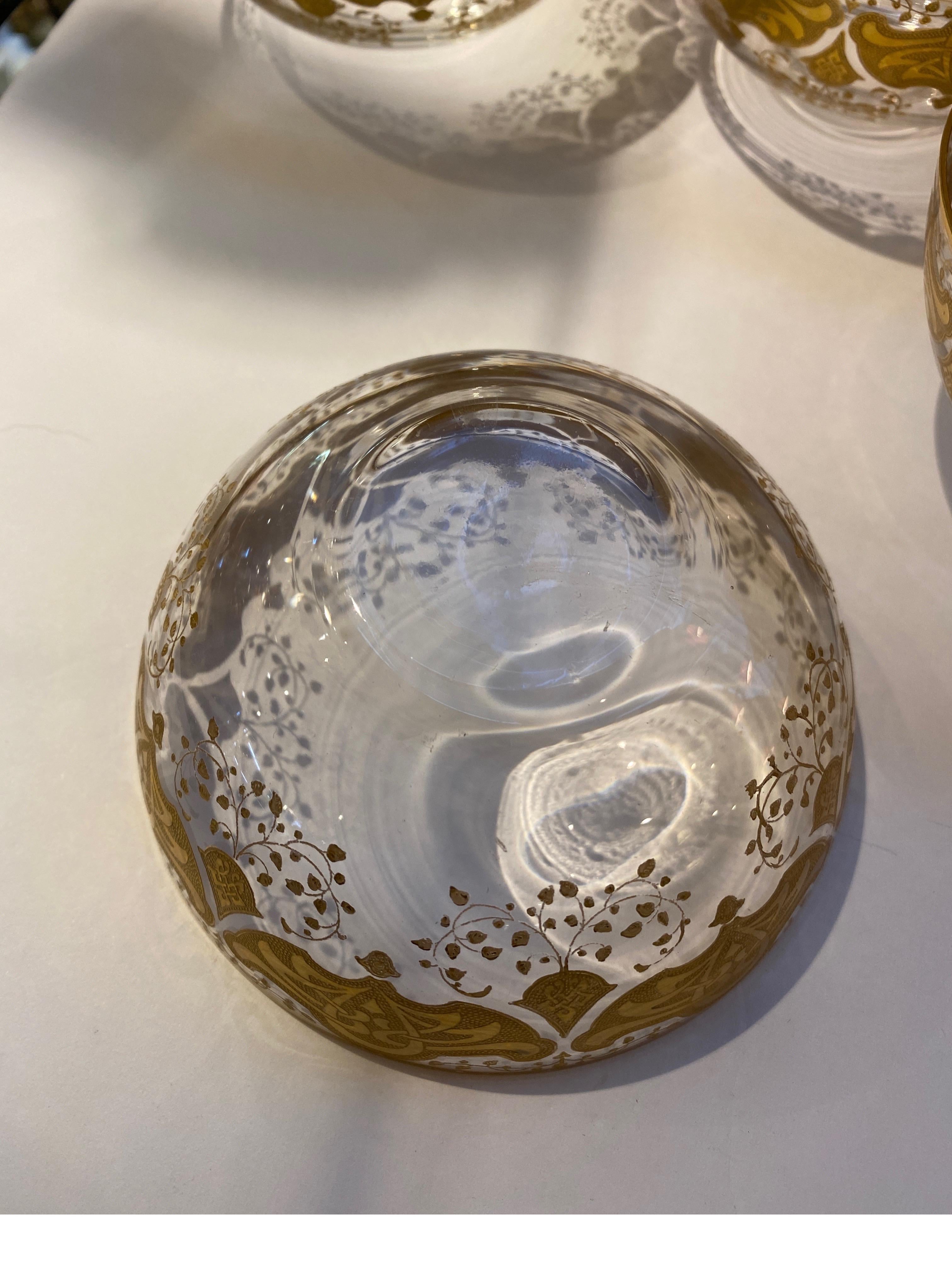 Late 19th Century Set of 12 Hand Gilt Decorated Finger Bowls by Moser