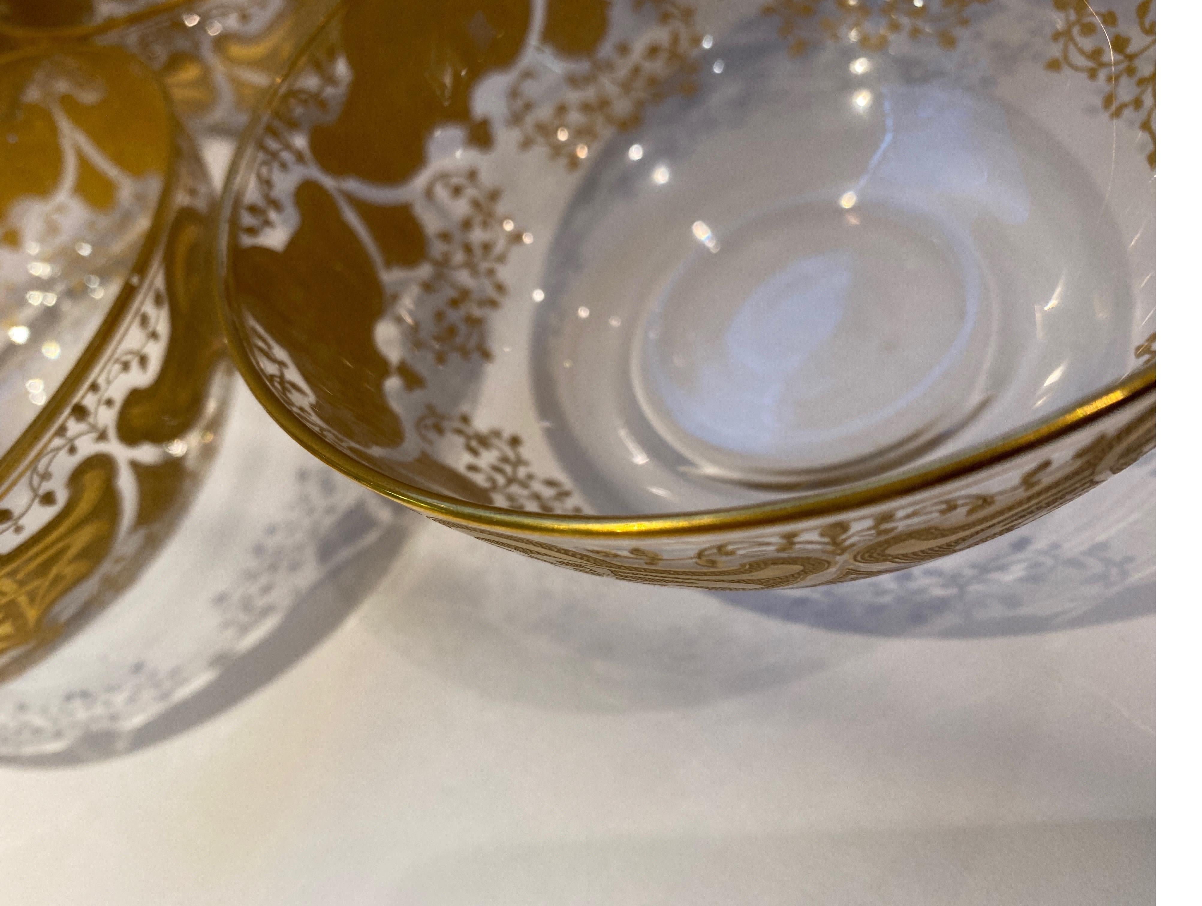 Set of 12 Hand Gilt Decorated Finger Bowls by Moser 3