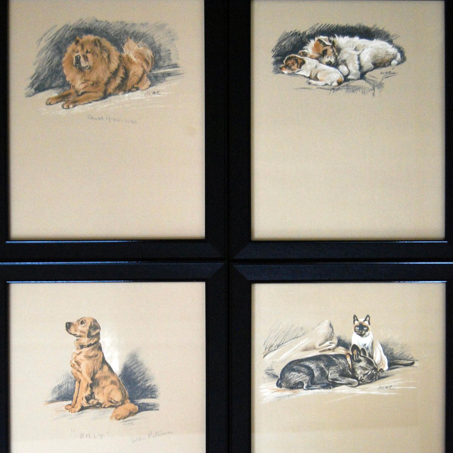 English Set of 12 Lucy Dawson Dog Prints