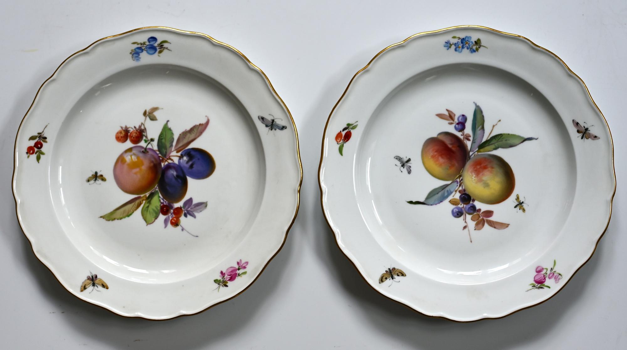 Set of 12 Meissen Plates with Fruits, Insects and Flowers 19.Jhdt Porcelain 2