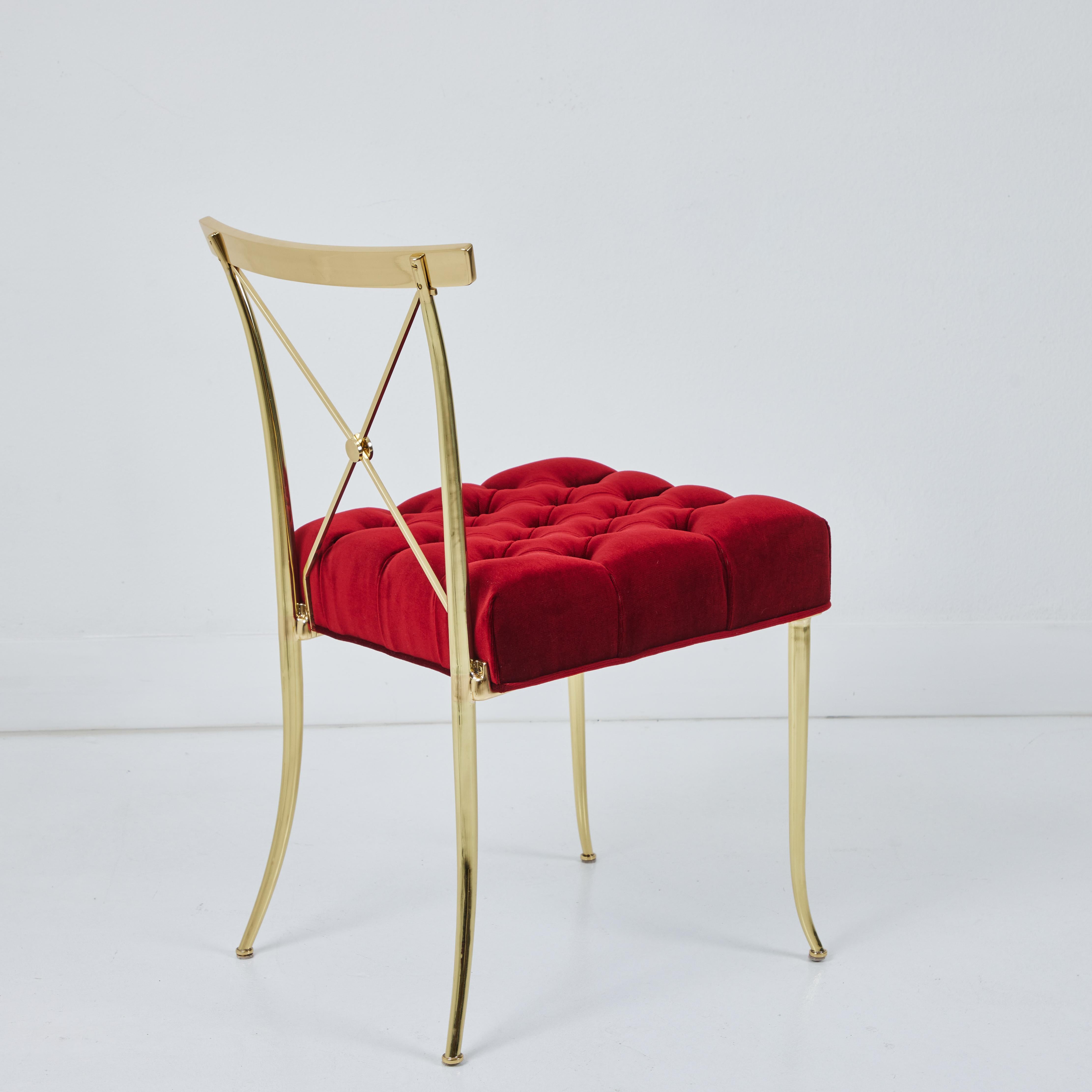 Fin du 20e siècle Ensemble de 8 chaises de salle à manger néoclassiques en laiton en vente