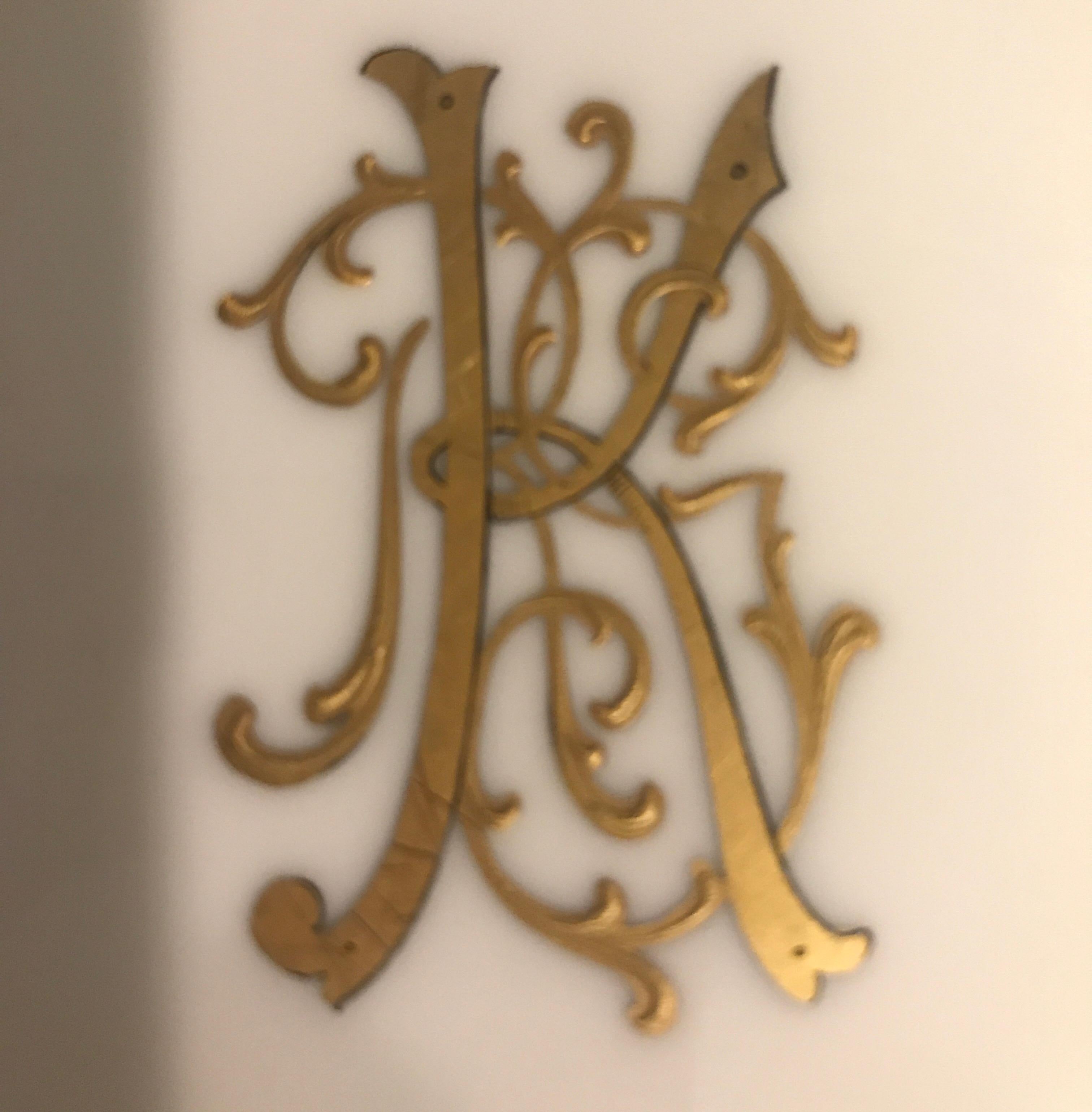 Set of 12 Porcelain Art Nouveau Gold Encrusted Service Dinner Plates 8