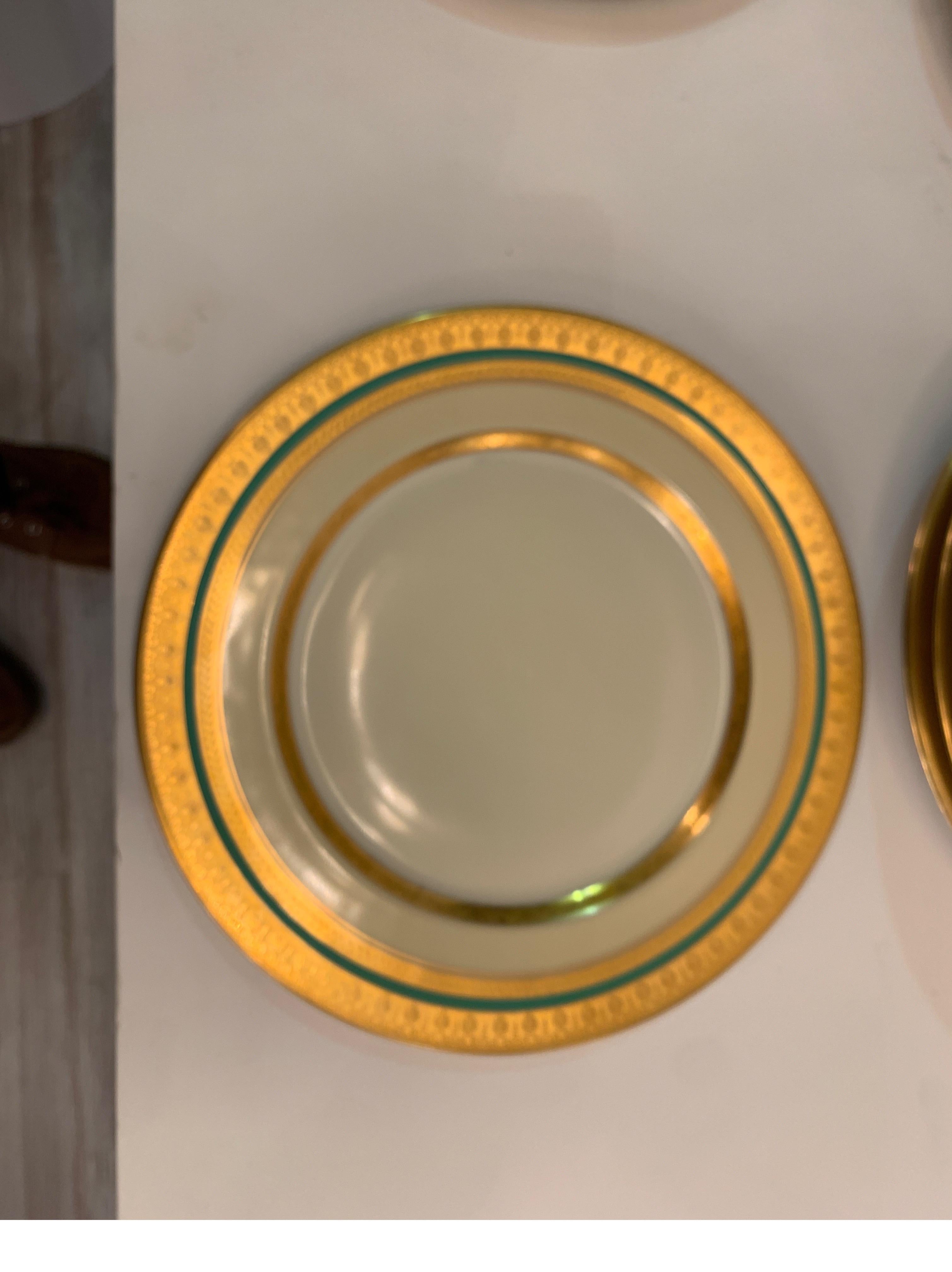 Gilt Set of 12 Thick Gold bordered Service Dinner Plates