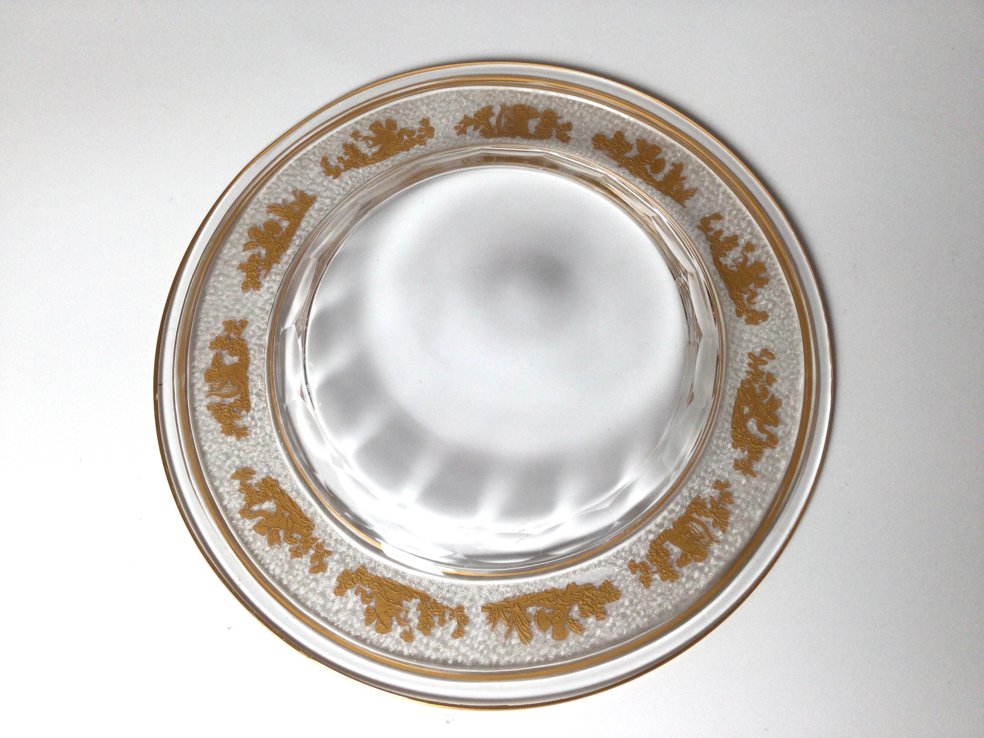 20th Century Set of 12 Val St Lambert Crystal Cameo Glass Dessert Bowls