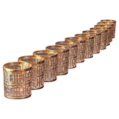Un ensemble de 12 verres à cocktail vintage Imperial Glass Shoji à glaçure dorée, vers 1975
