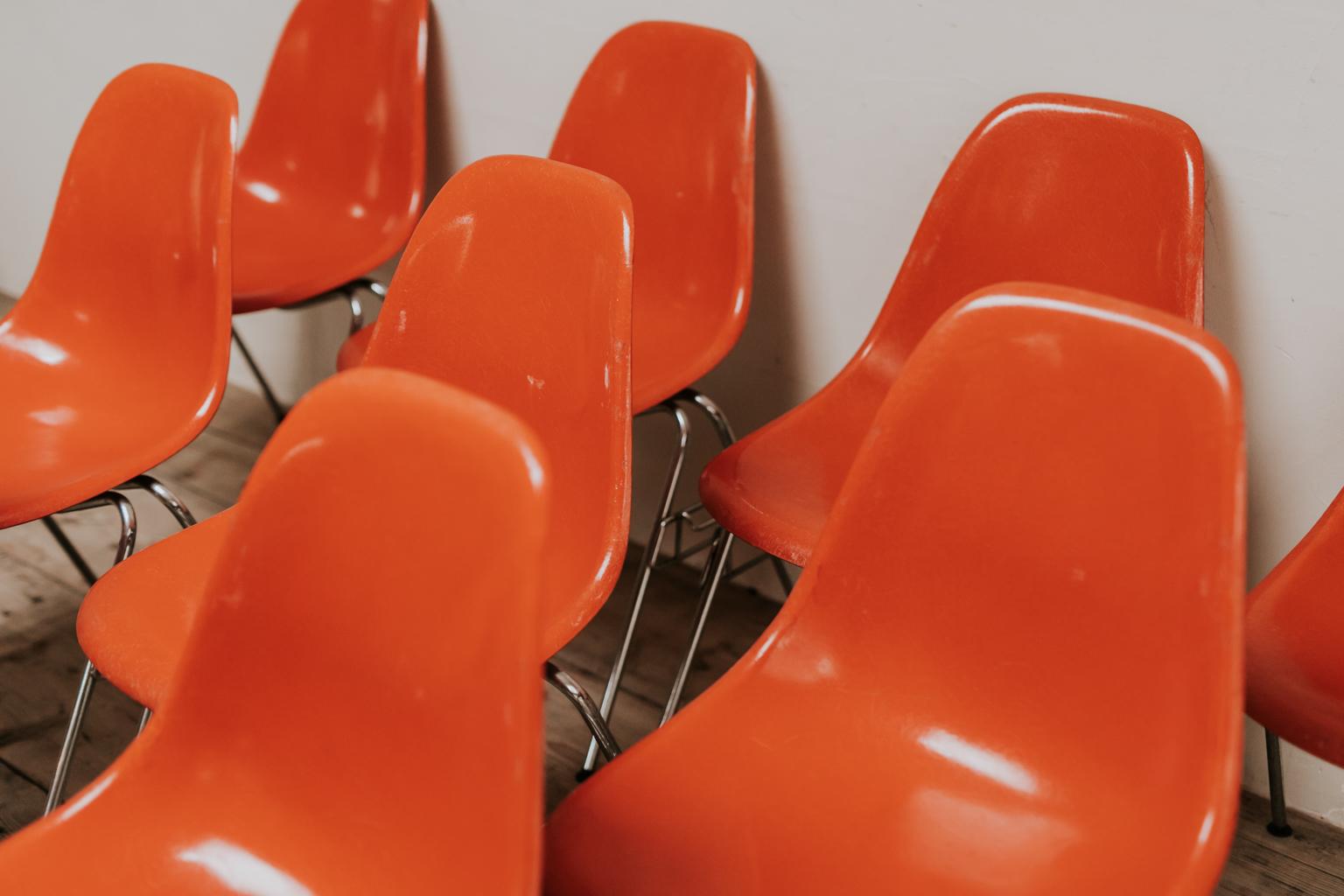 American Set of 12 Vintage Stackable Charles and Ray Eames Chairs