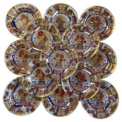 Set of 15 Chamberlain Worcester Plates Decorated in Pattern 240