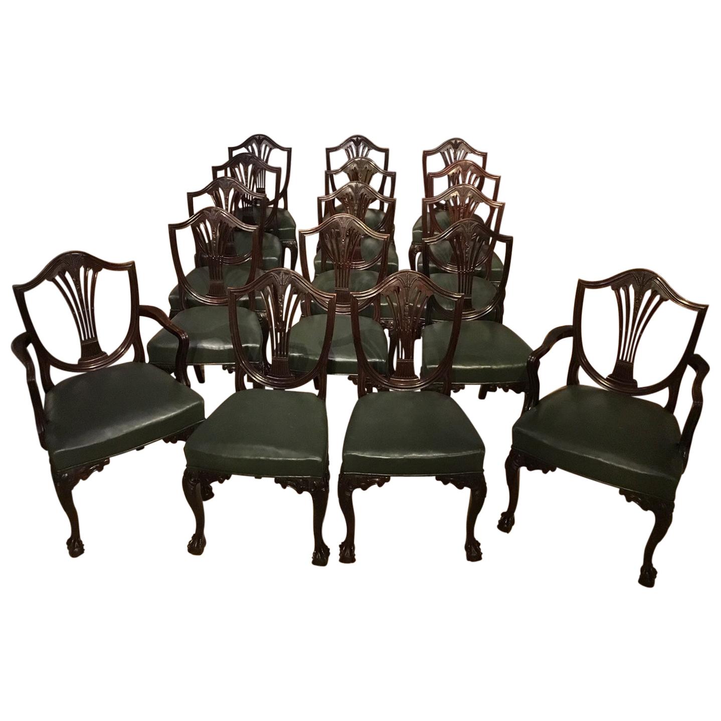 Set of 16 Hepplewhite Style Antique Dining Chairs