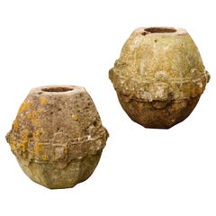 Set of 17th Century Carved Limestone Pier Caps