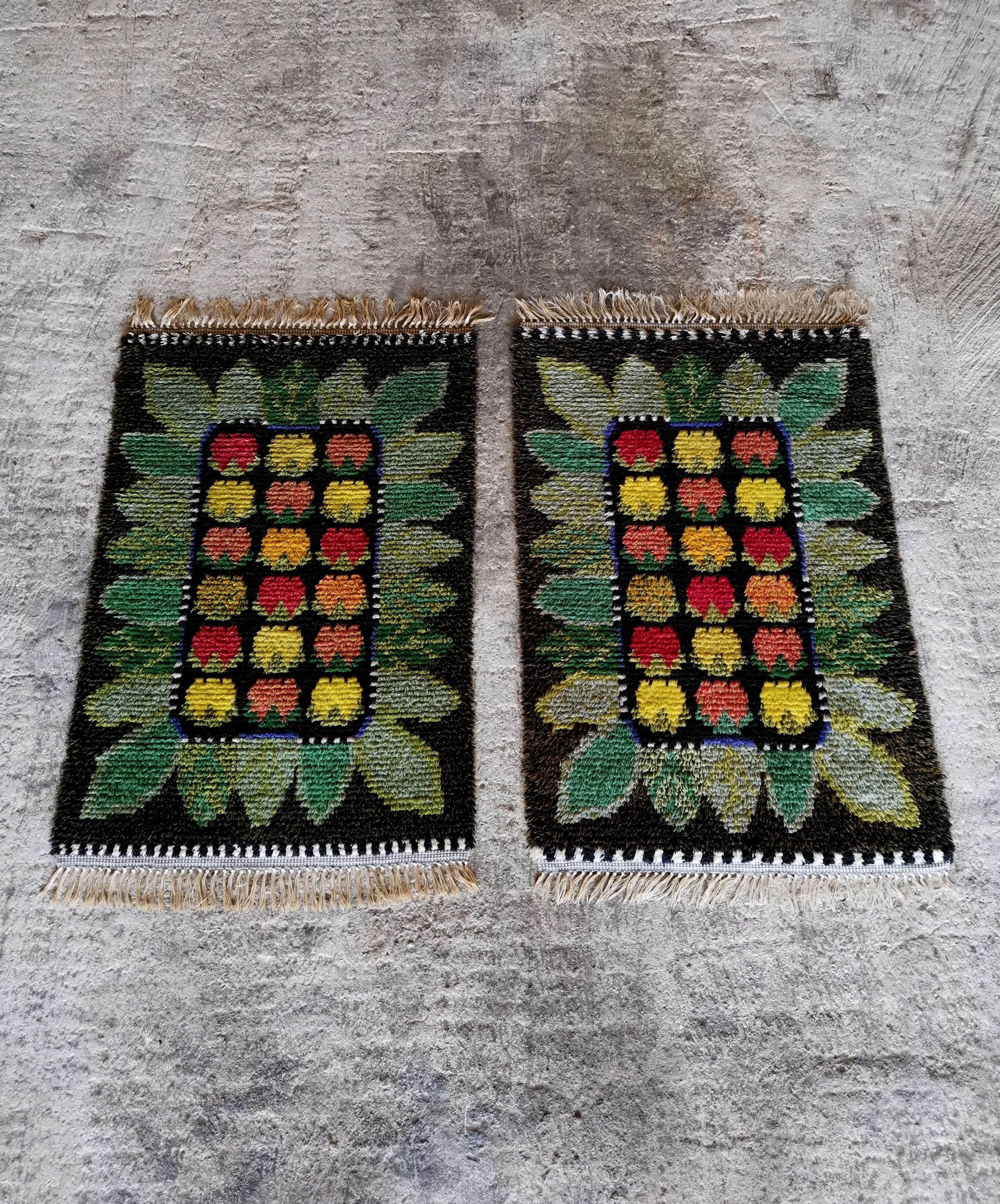 A set of 1950s Swedish Rya Wool Rugs Pure wool in MINT condition, colors intact For Sale 8