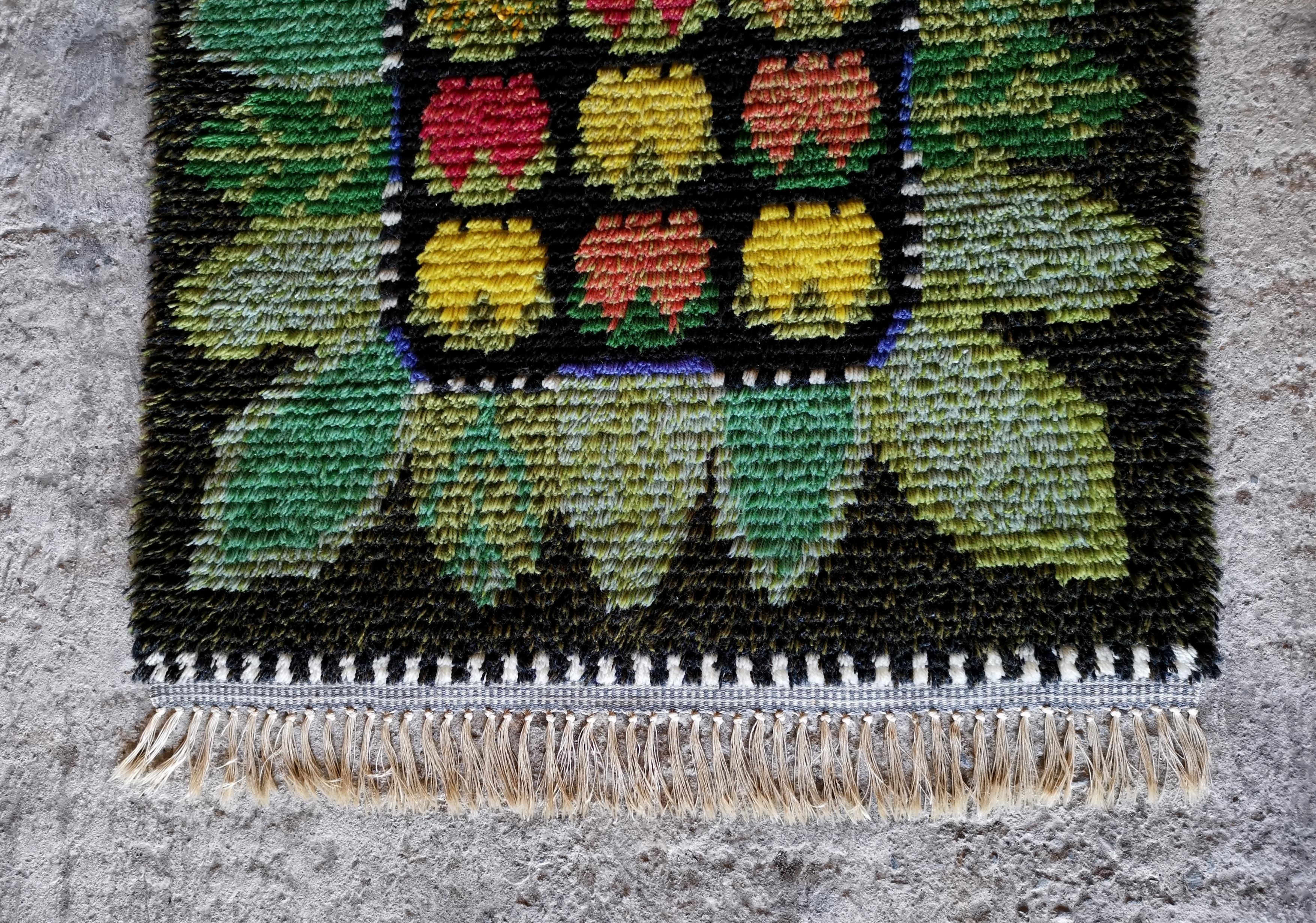 20th Century A set of 1950s Swedish Rya Wool Rugs Pure wool in MINT condition, colors intact For Sale