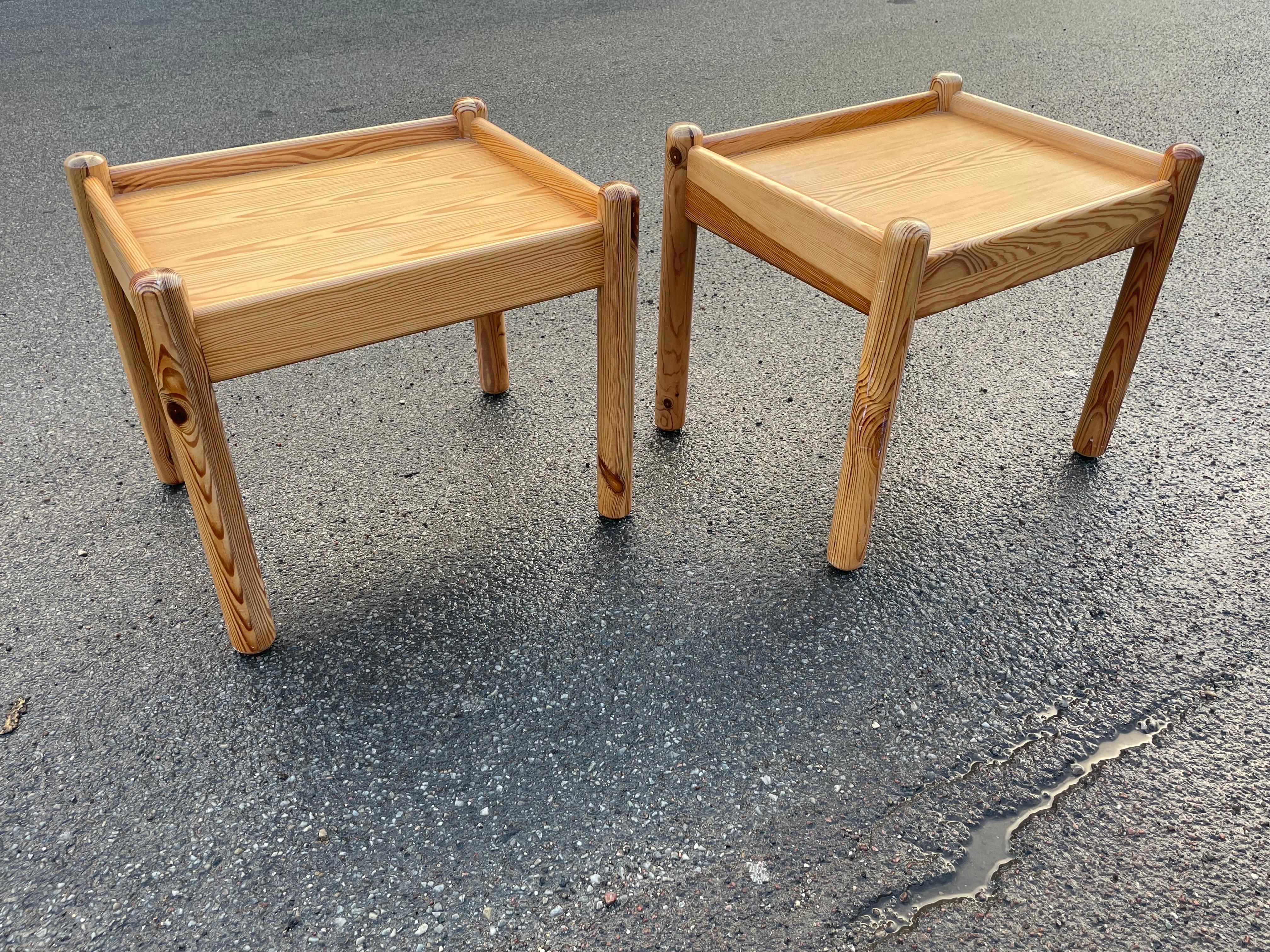 Set of 1970´S Scandinavian Brutalist Pine Side Tables or Nightstands For Sale 2