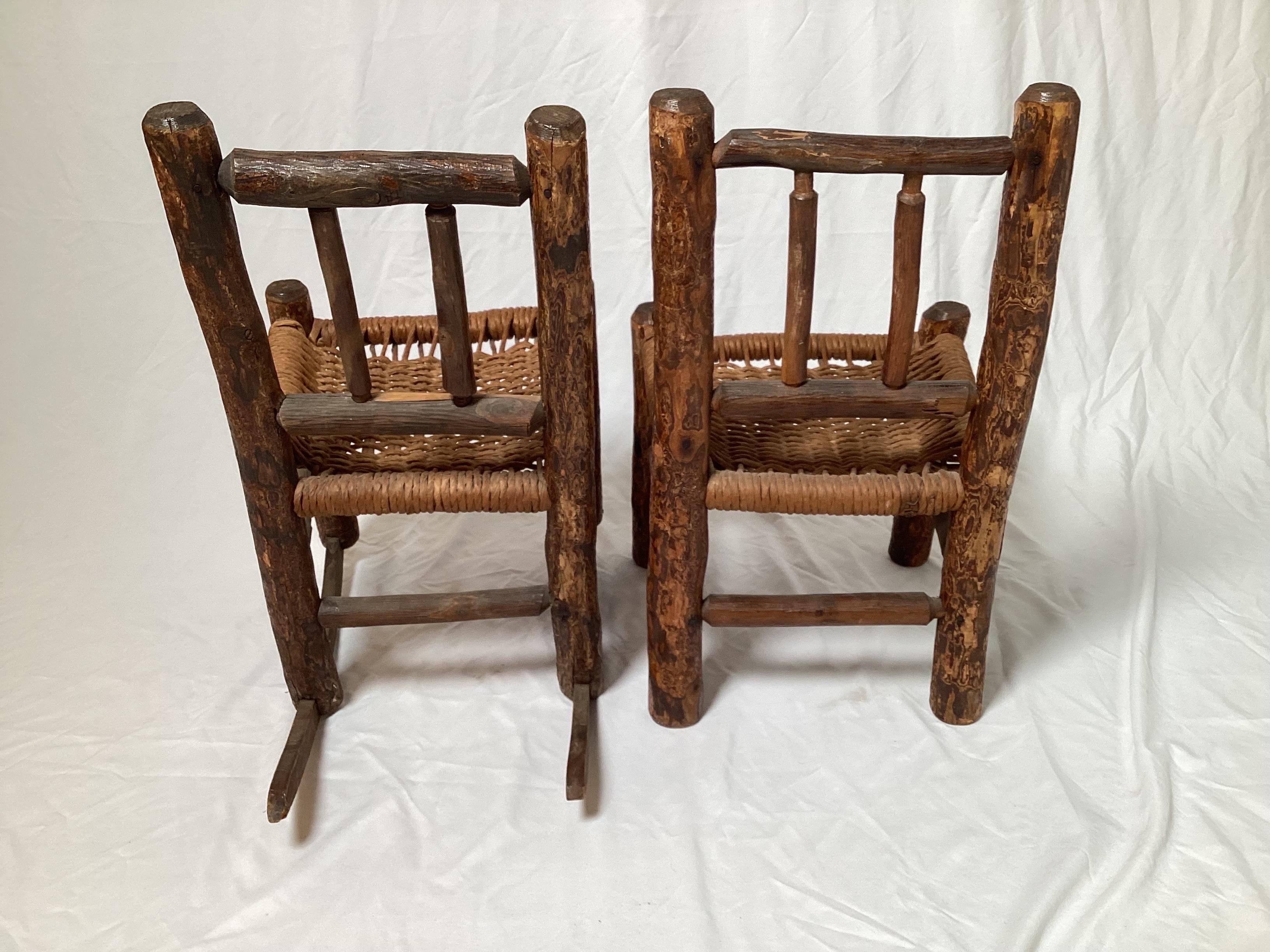 Set of 19th Century Adirondack Children's Chairs In Good Condition For Sale In Lambertville, NJ