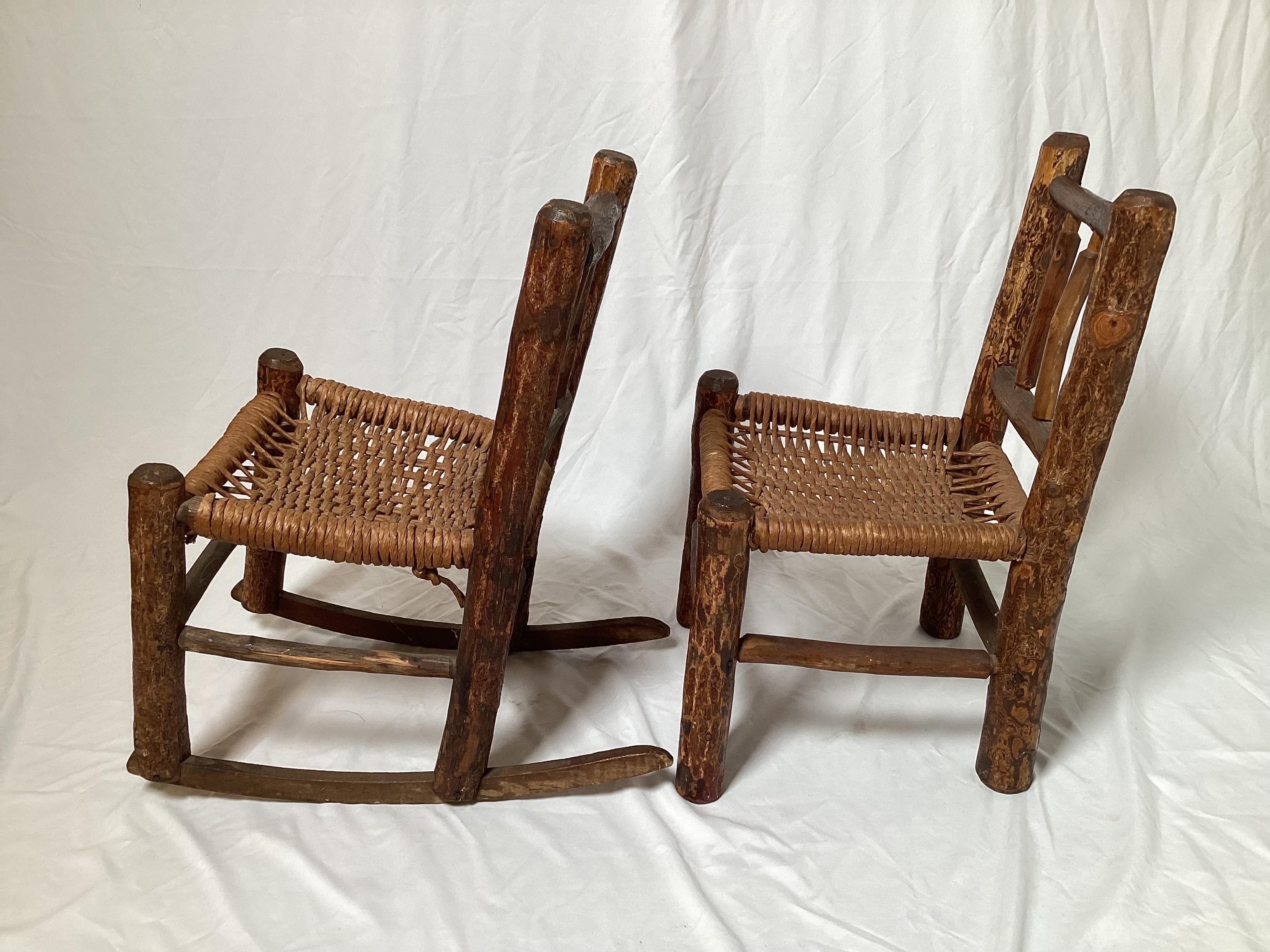 Late 19th Century Set of 19th Century Adirondack Children's Chairs For Sale