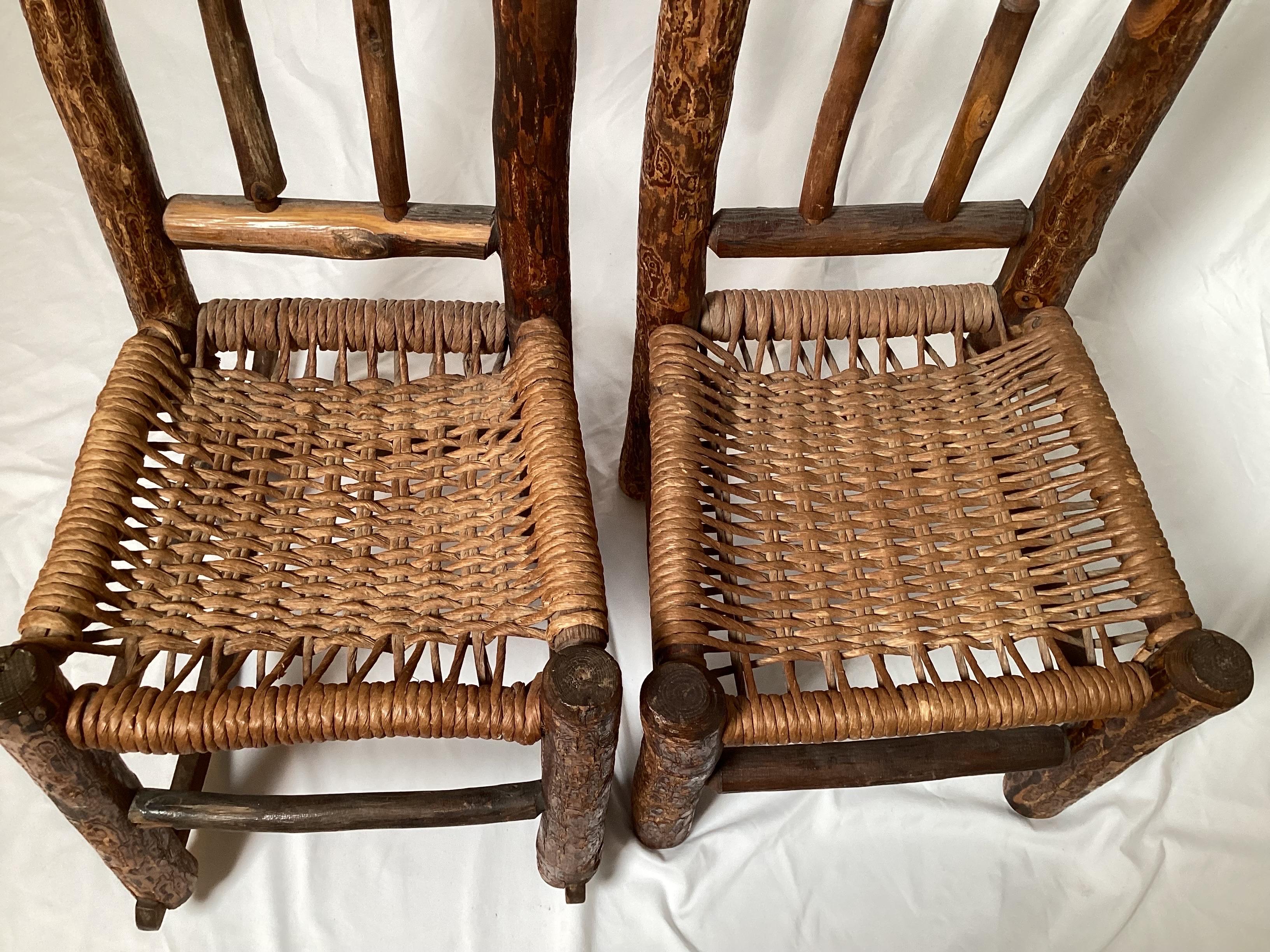Rush Set of 19th Century Adirondack Children's Chairs For Sale