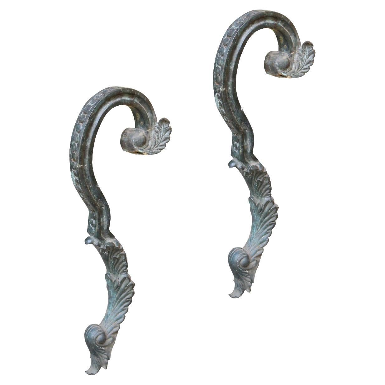 Set of 19th Century Bronze Wall Brackets For Sale