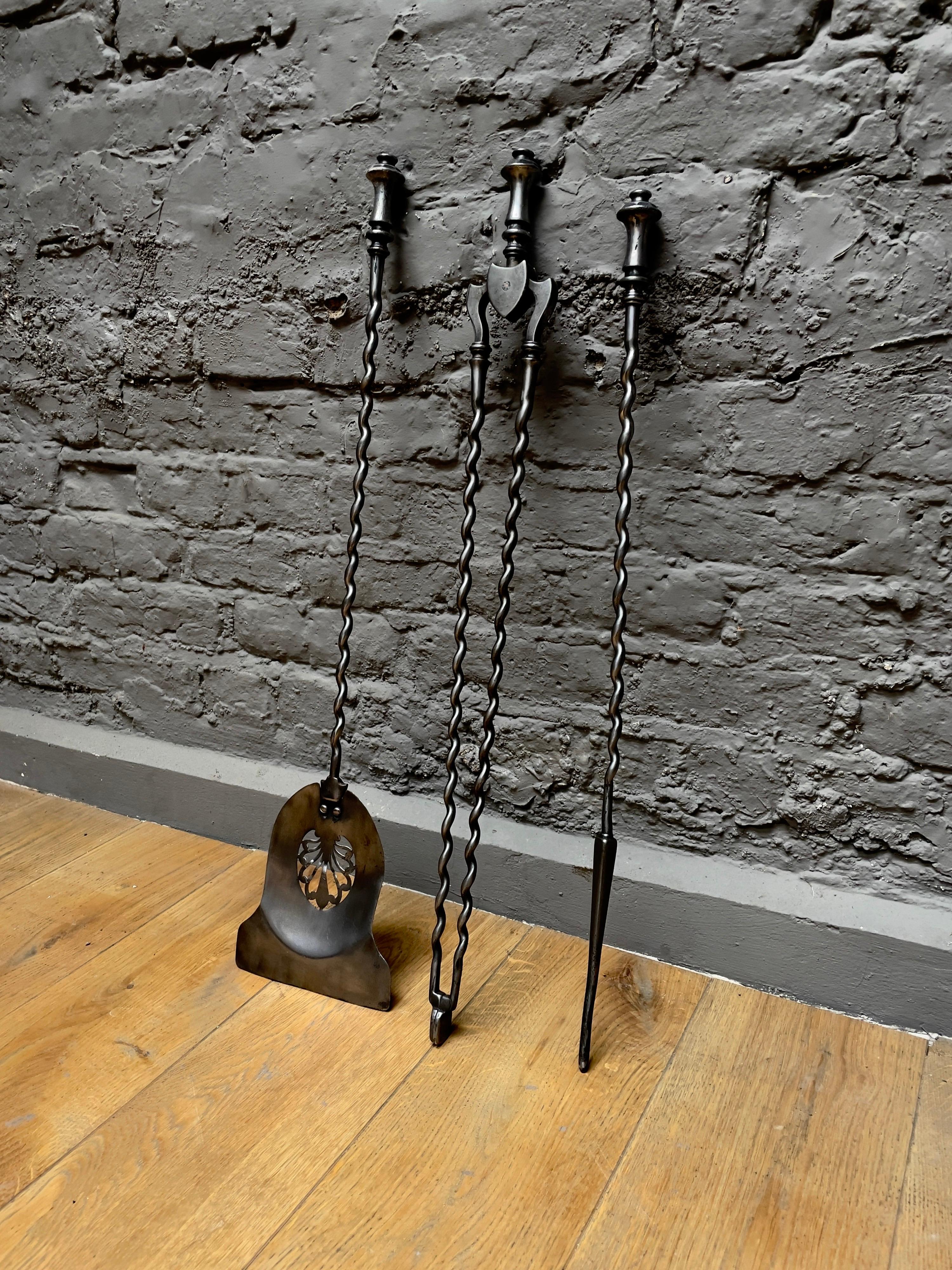 Regency Set of 19th Century English Steel Fire Tools 