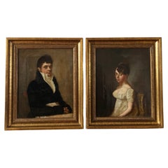 A set of 19th Century German Portrait Paintings of a Couple