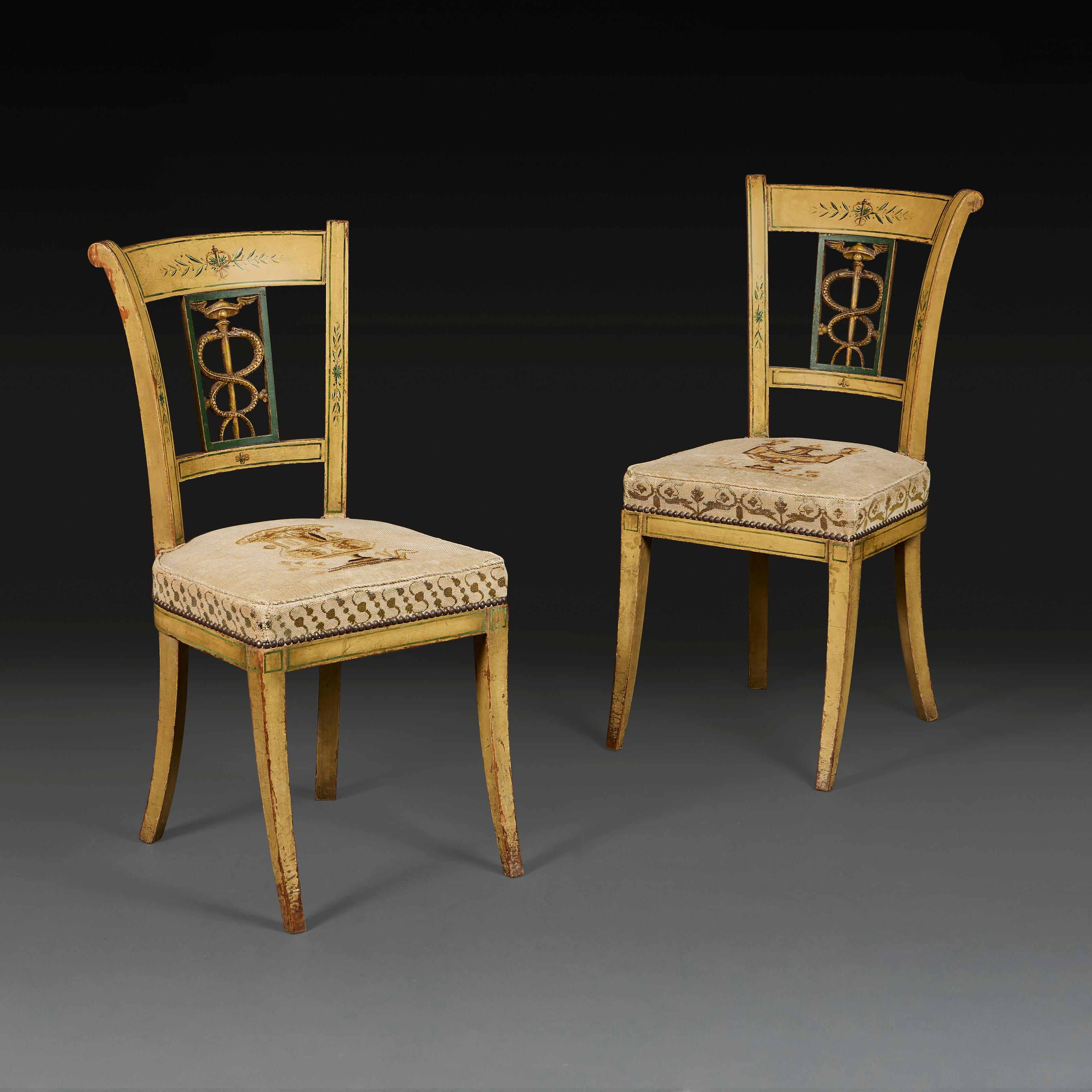 A Set of 19th Century North Italian Painted Chairs In Good Condition For Sale In London, GB