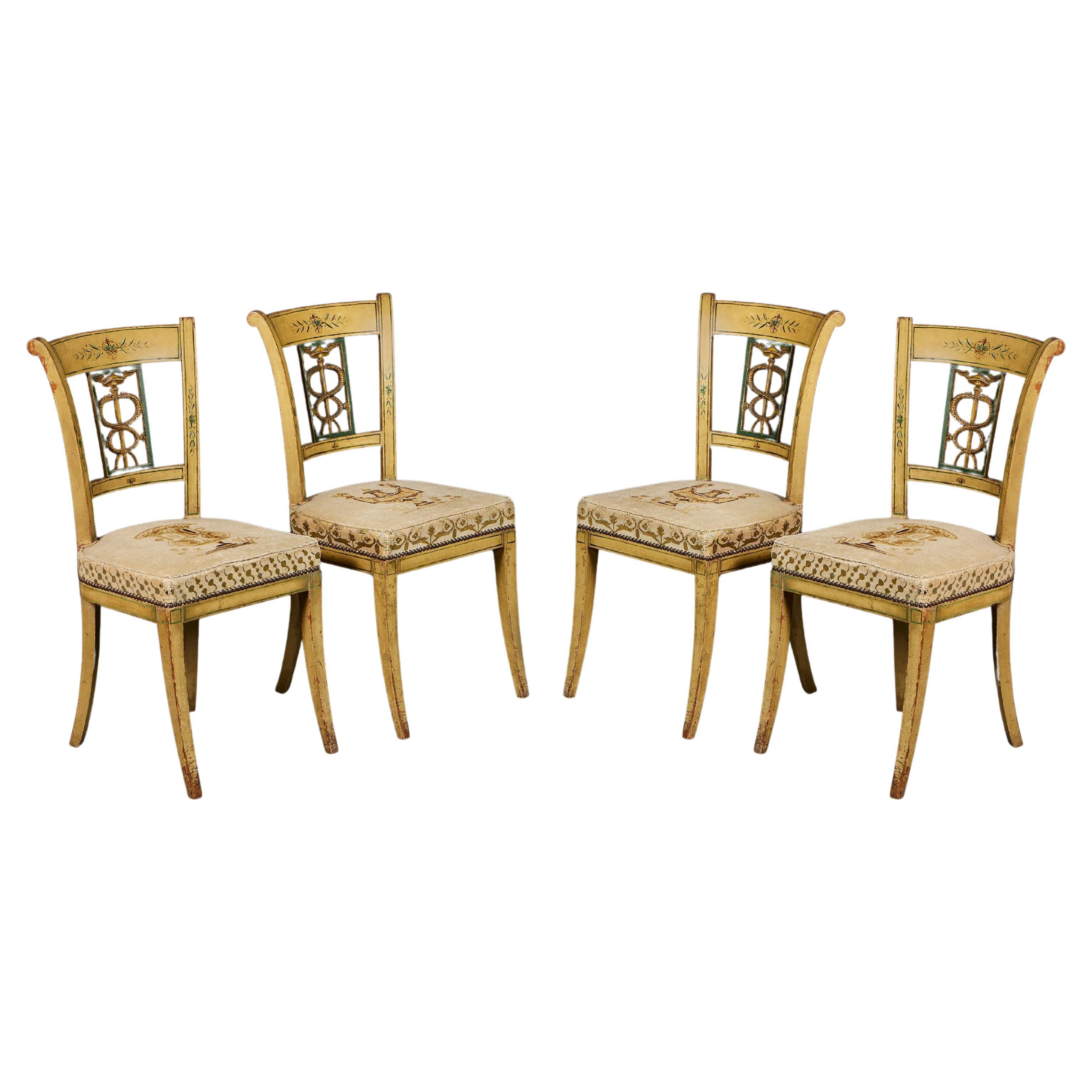 A Set of 19th Century North Italian Painted Chairs For Sale