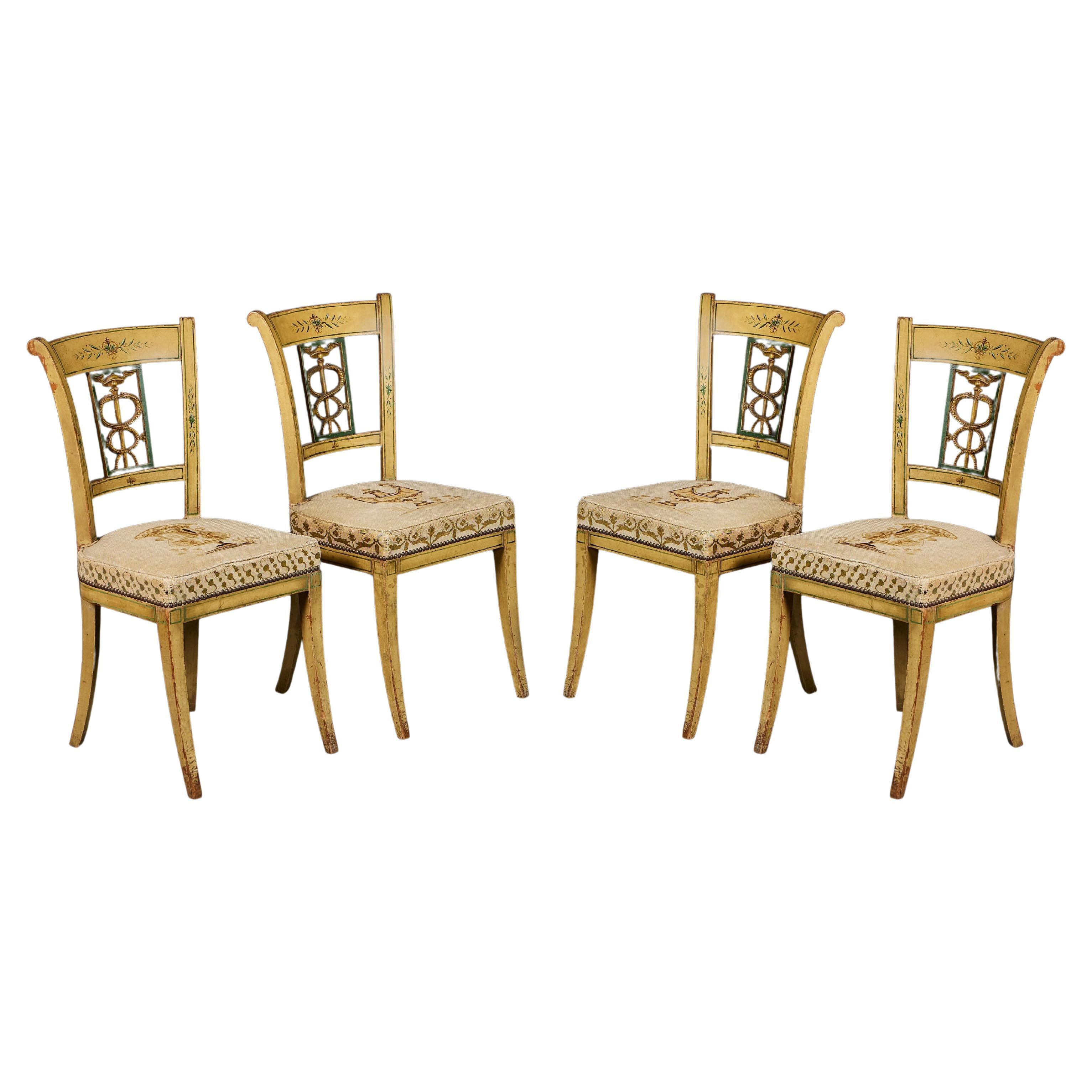 A Set of 19th Century North Italian Painted Chairs