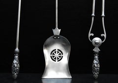 Set of 19th Century Polished Antique Steel Firetools