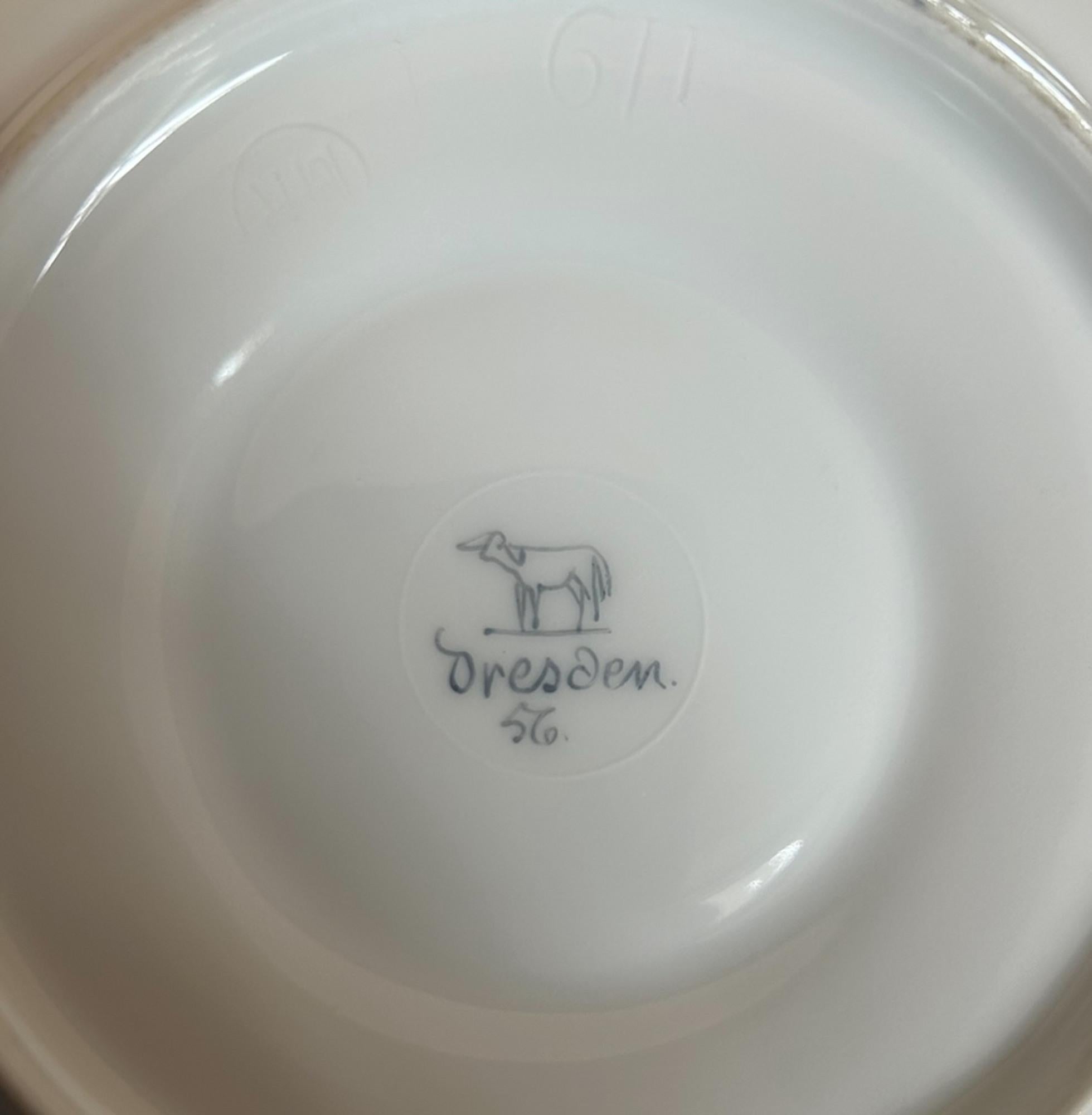 Late 19th Century A set of 19thc Dresden Porcelain Double Handled Cup and Saucers