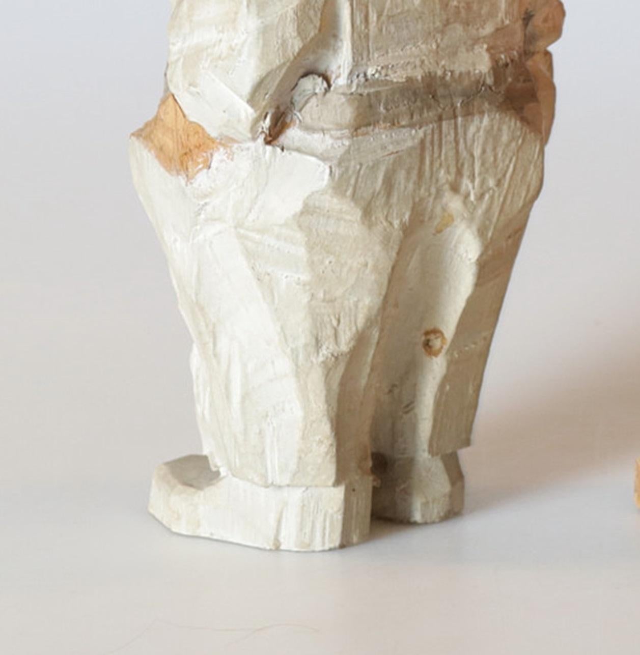 Art Deco Carving Wooden Sculptures A Set Of 2 Antique Decorative Figurine of Man & Woman For Sale