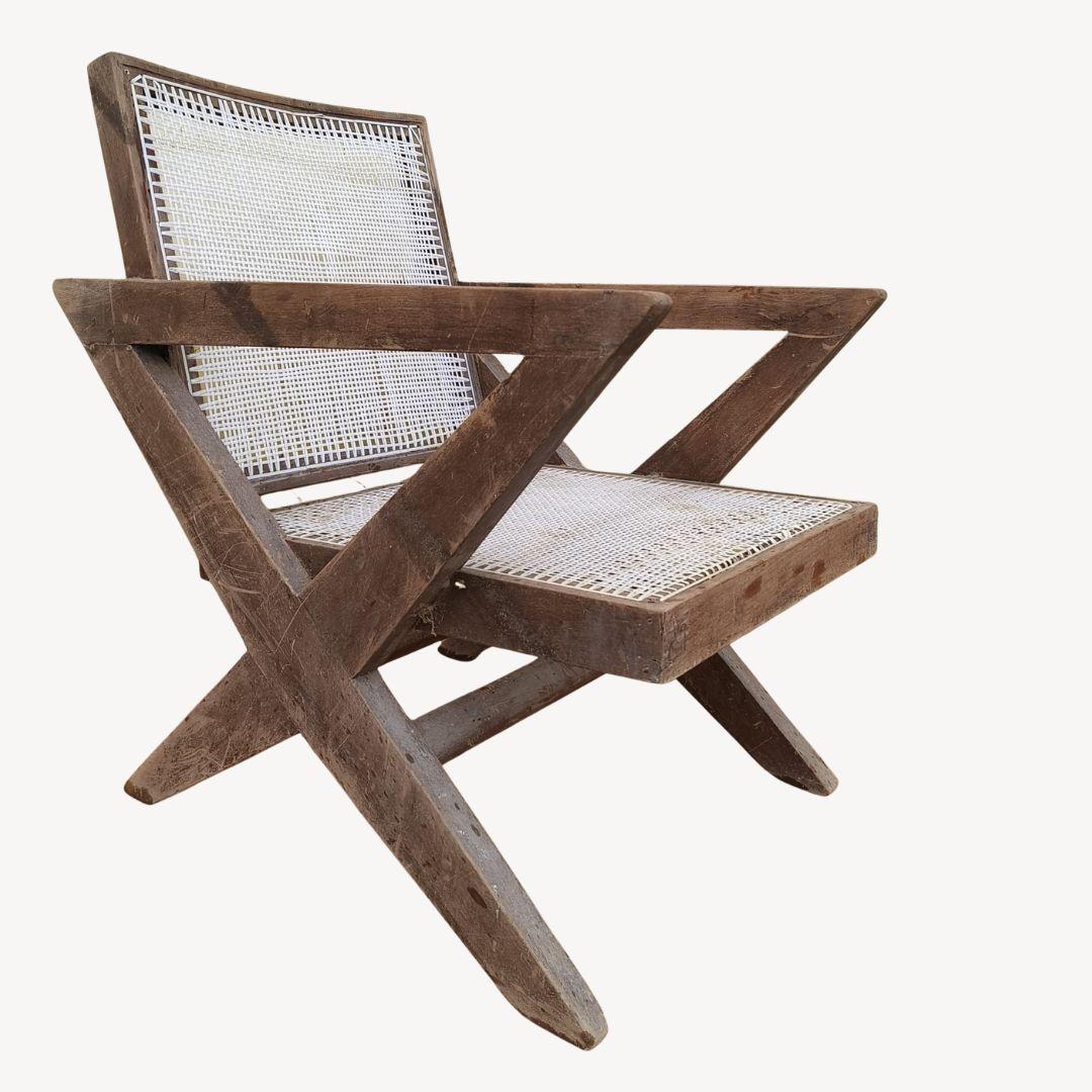 A set of 2 authentic Pierre Jeanneret  X-Leg Chairs PJ-SI-45-A, India, 1950s For Sale 3