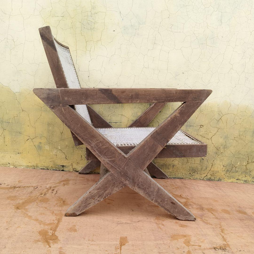 Mid-Century Modern A set of 2 authentic Pierre Jeanneret  X-Leg Chairs PJ-SI-45-A, India, 1950s For Sale