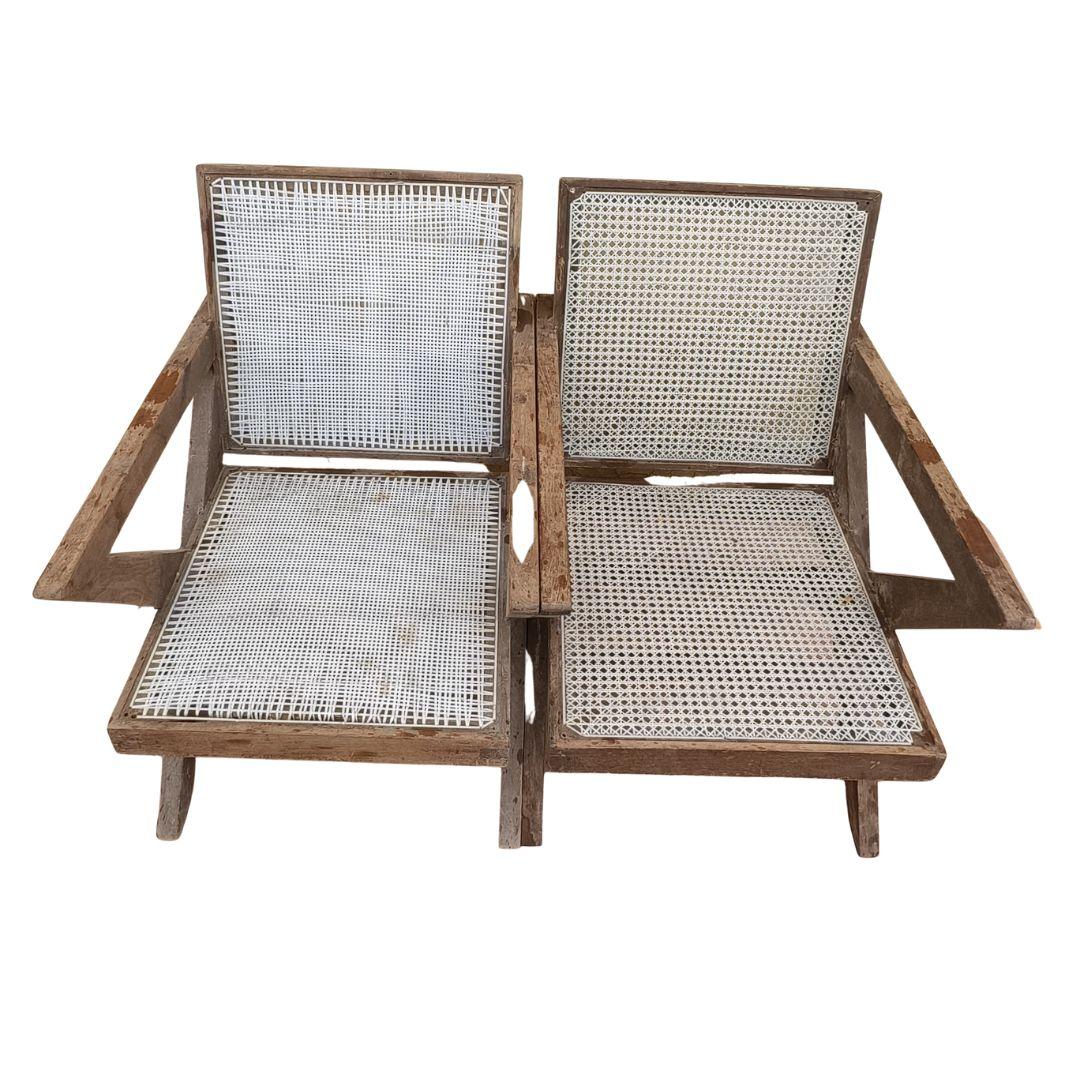 Indian A set of 2 authentic Pierre Jeanneret  X-Leg Chairs PJ-SI-45-A, India, 1950s For Sale
