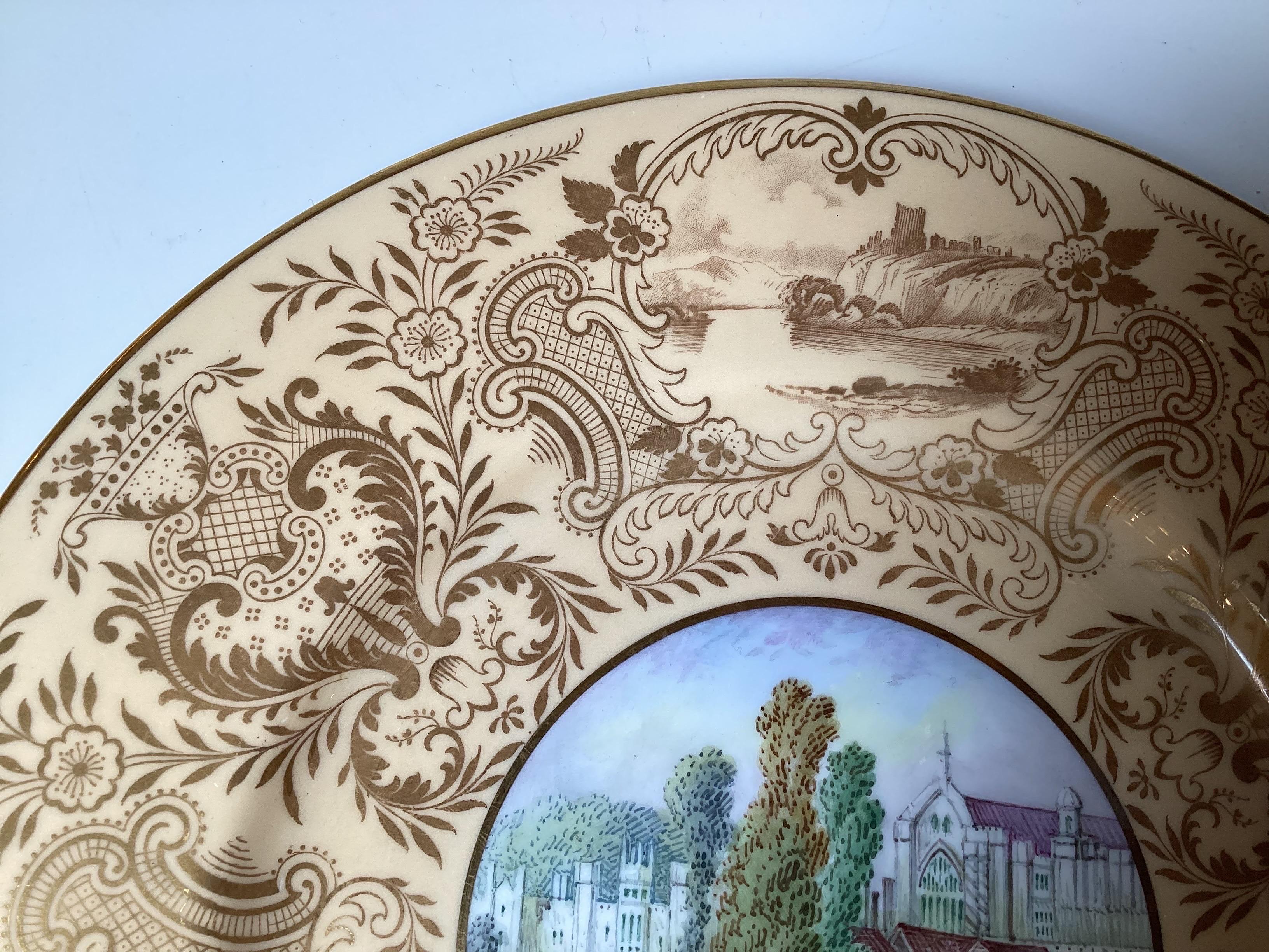 Set of !2 English Hand Painted Cabinet Plates Artist Signed F. Micklewright For Sale 4