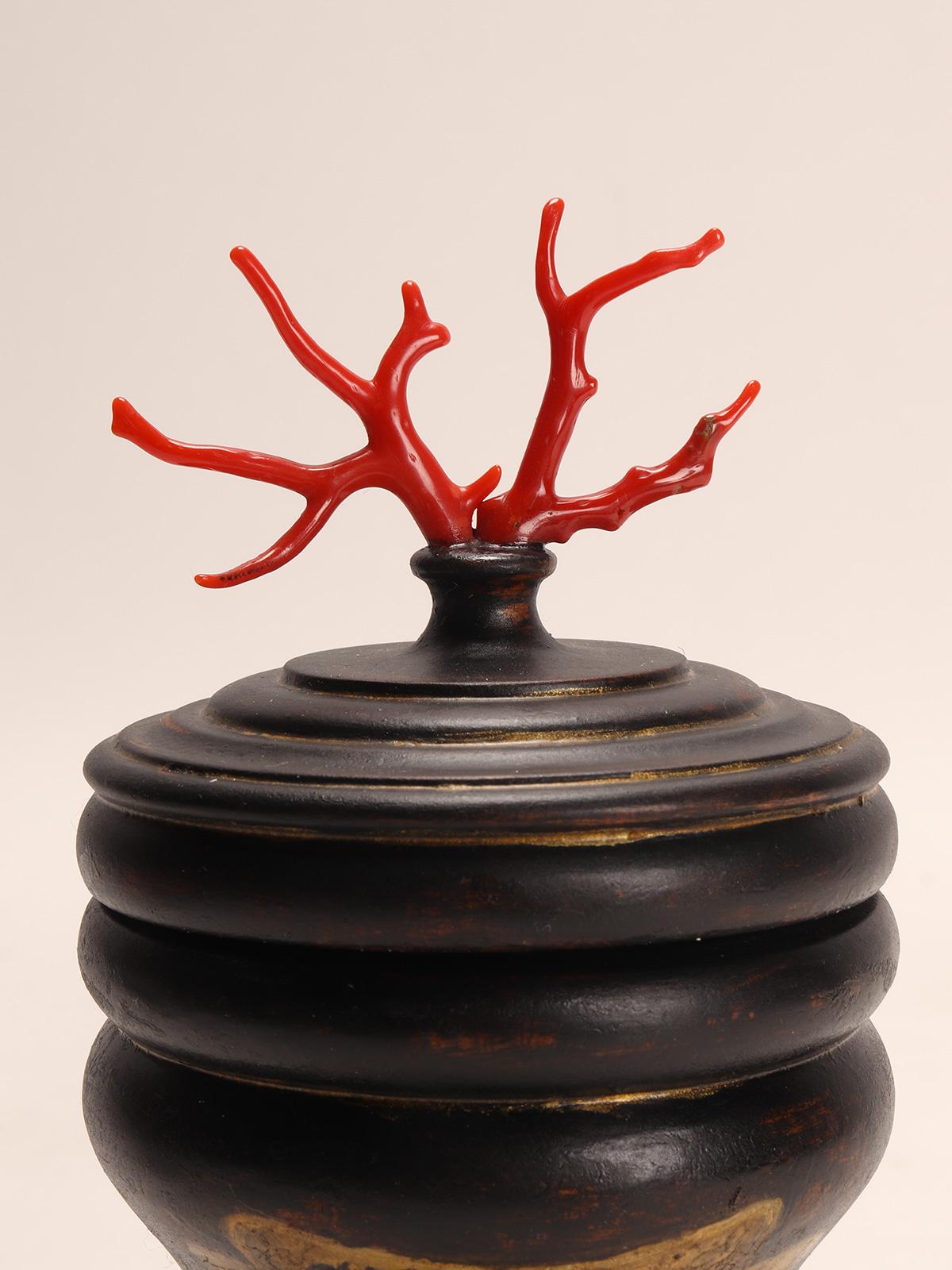 XIX secolo Set di 2 vasi in legno da farmacia per erboristeria, Italia, circa 1850. in vendita