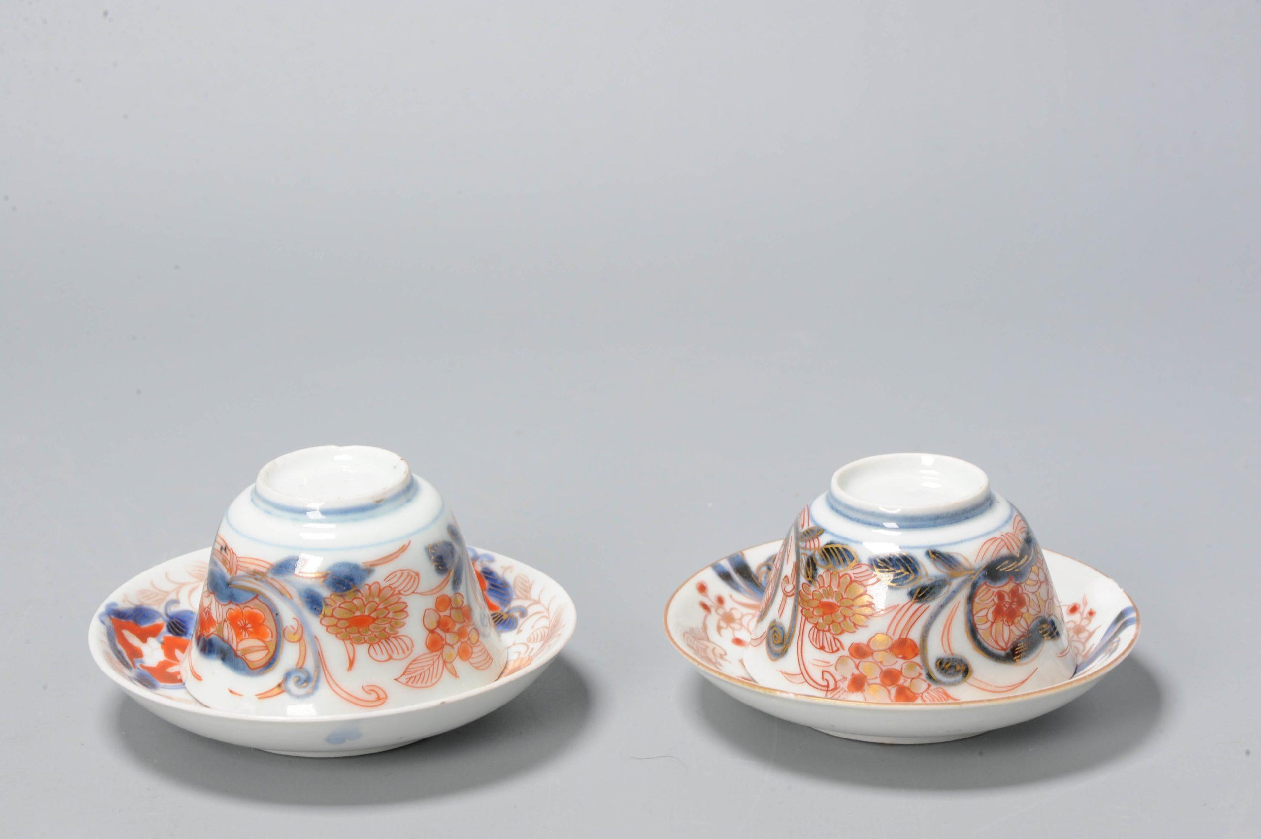 Ein Satz von 2 japanischen Edo-Periode Gold Imari Porcelain Tee Schüssel & Untertasse Japan im Zustand „Gut“ im Angebot in Amsterdam, Noord Holland