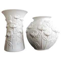 A set of 2 Mid Century Vases in Bisque Porcelain by Manfred Frey for Kaiser