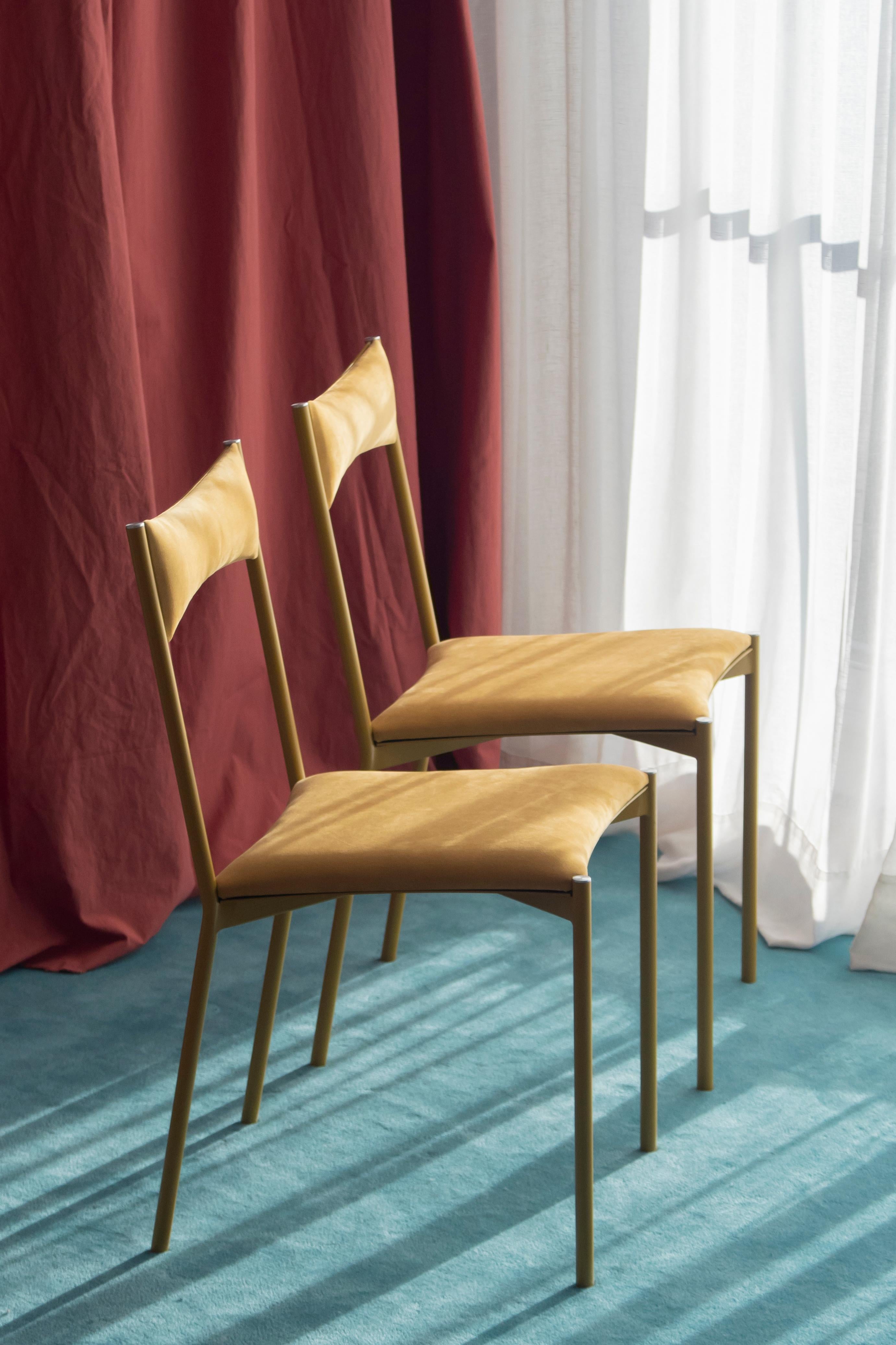 Modern Set of 2 Tensa Chairs, Yellow by Ries
