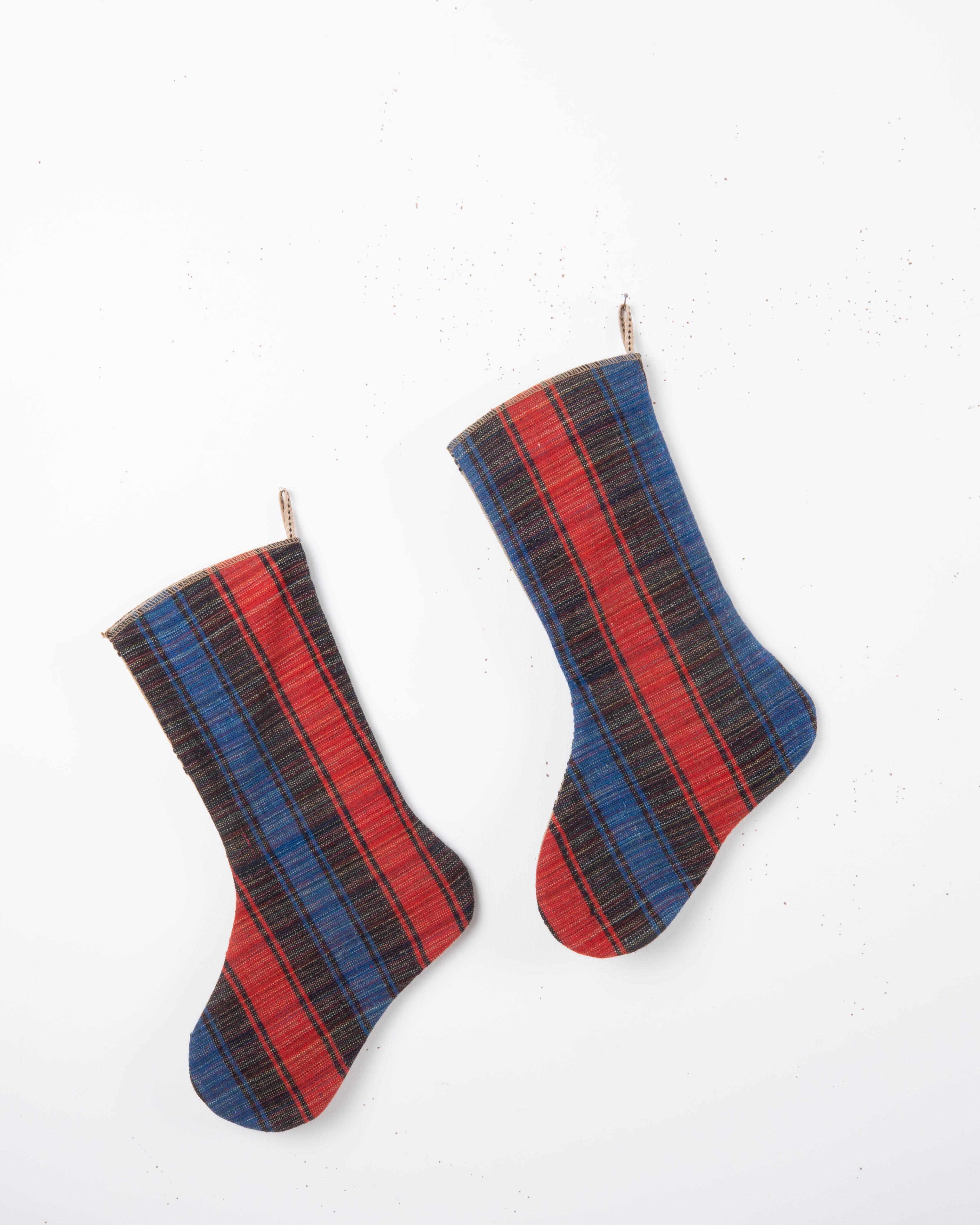 Folk Art A Set of 2 Vintage Anatolian Cicim Christmas stockings For Sale