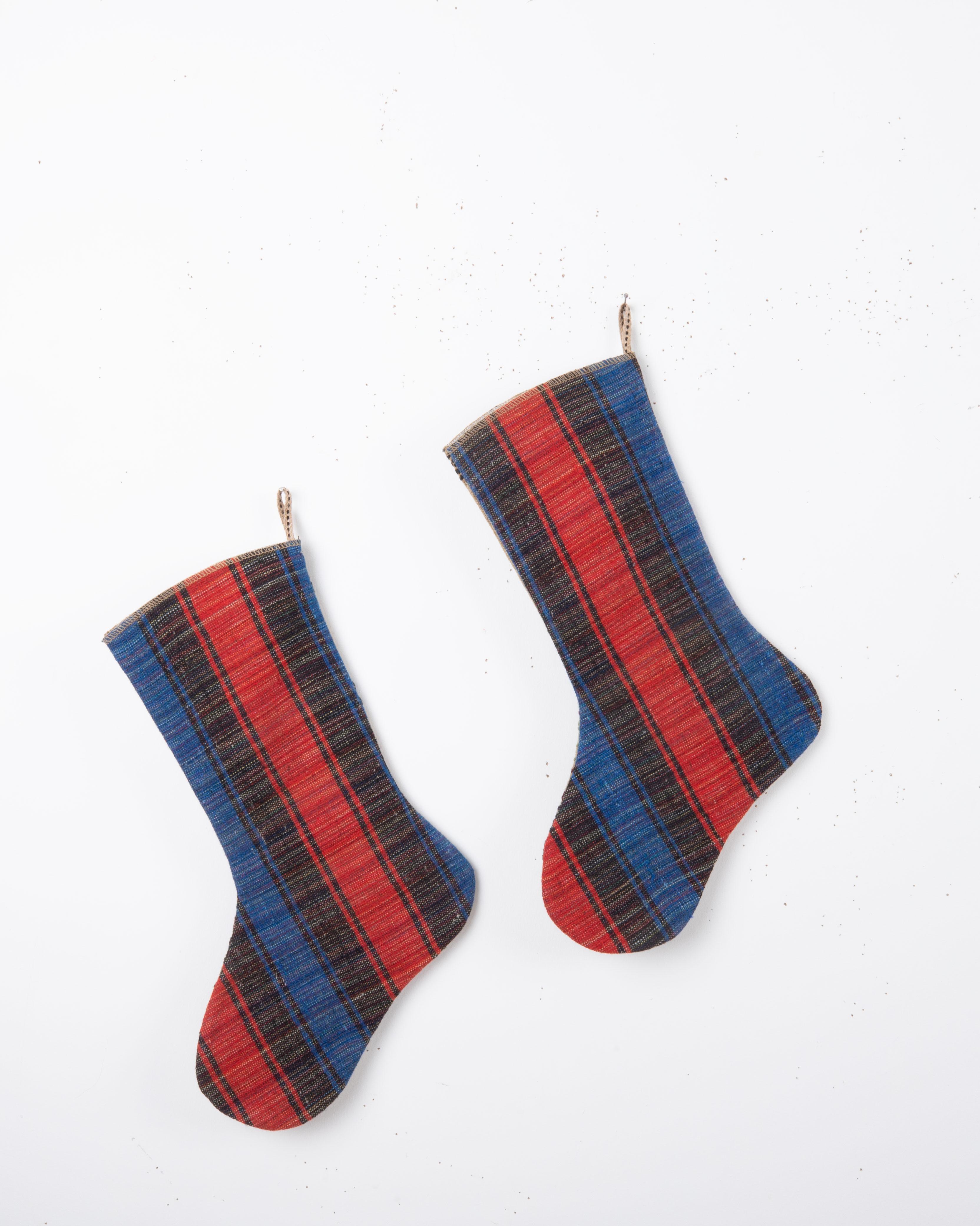 Folk Art A Set of 2 Vintage Anatolian Cicim Christmas stockings For Sale