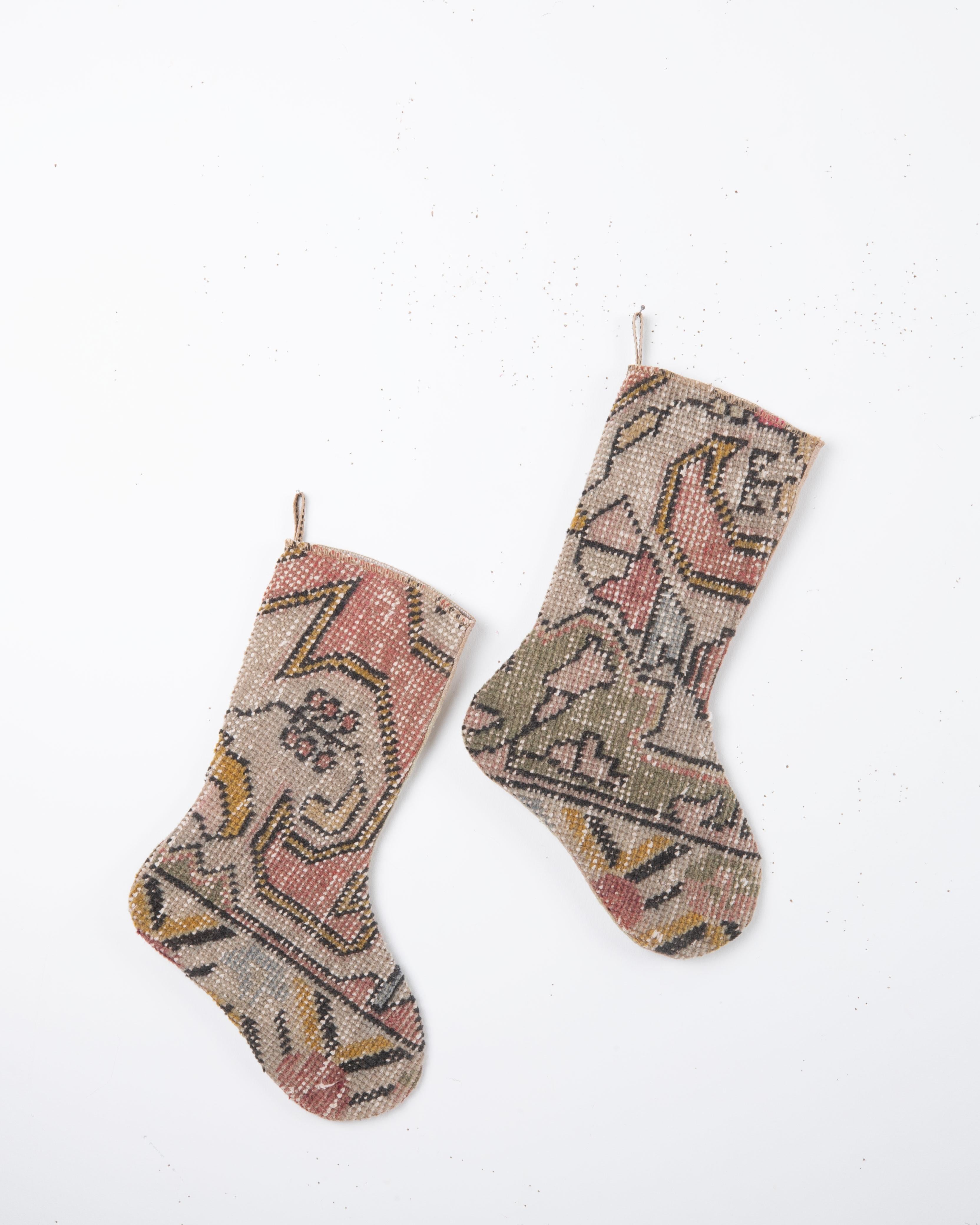 Each piece is one-of-a-kind, celebrating the artistry of traditional weaving while being repurposed into a festive and 
functional heirloom. Perfect for hanging by the fireplace, gifting, or adding a touch of vintage character to your seasonal