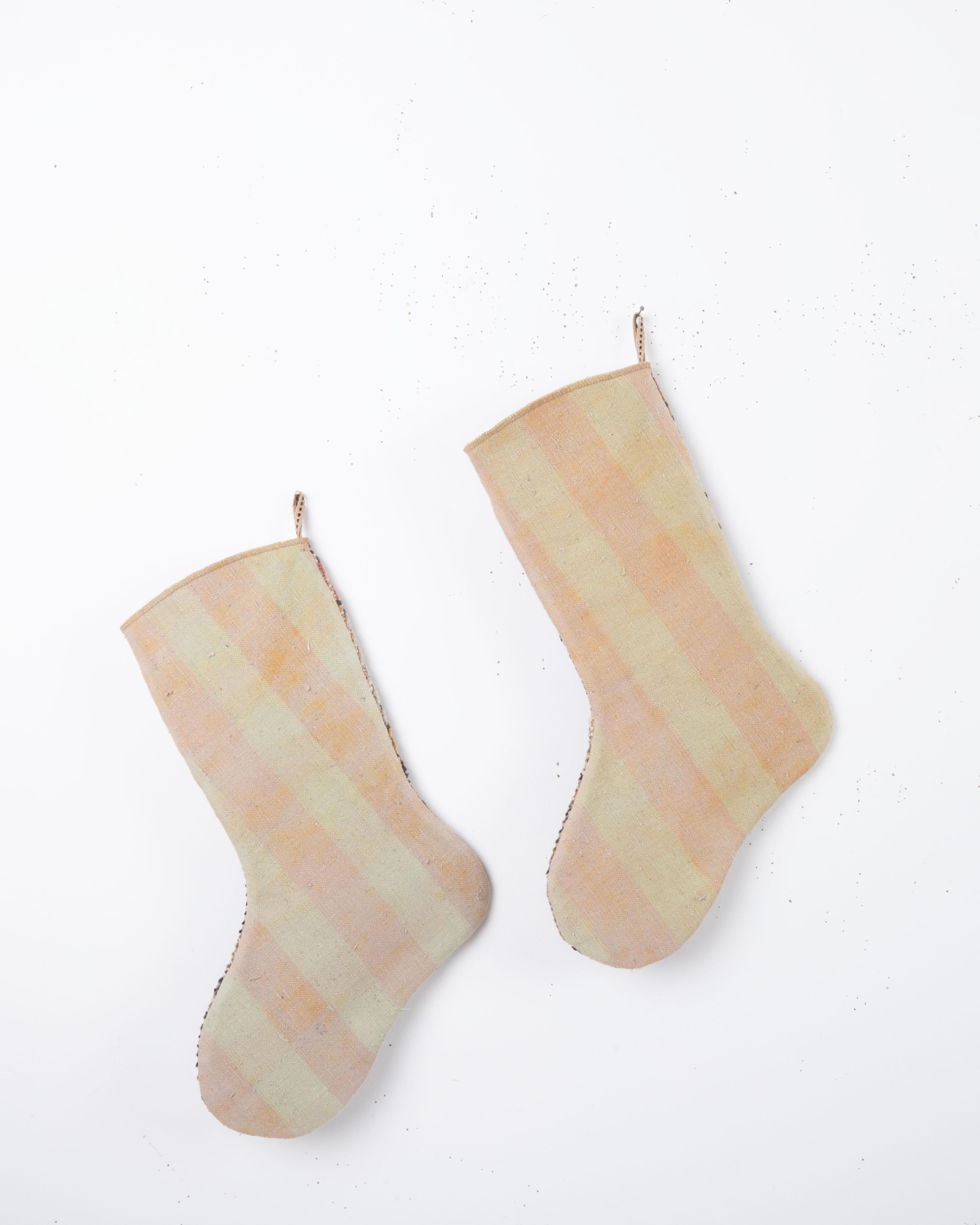 Folk Art A Set of 2 Vintage Anatolian Rug Christmas stockings For Sale